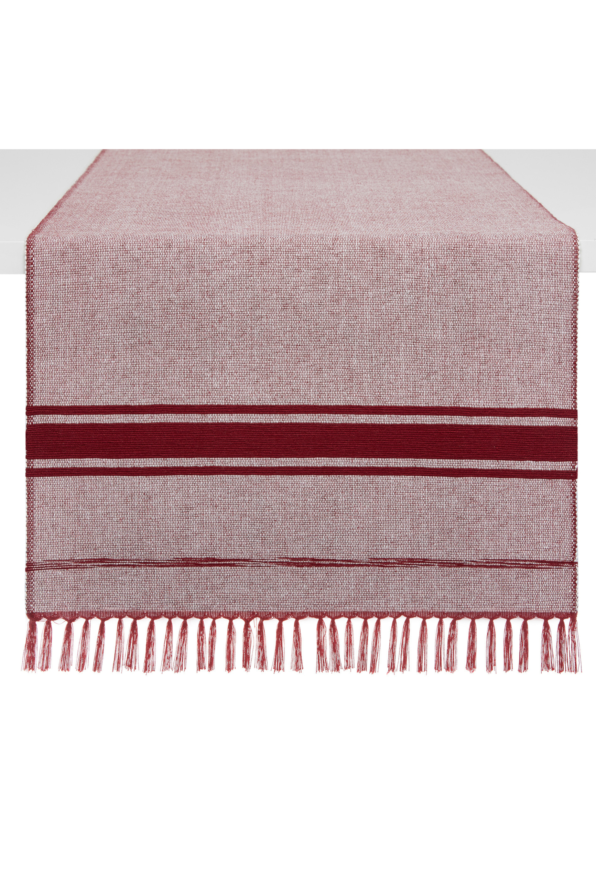 COINCASA Coincasa βαμβακερό runner με ριγέ σχέδιο και κρόσσια 40 x 140 cm - 007125933 Κόκκινο
