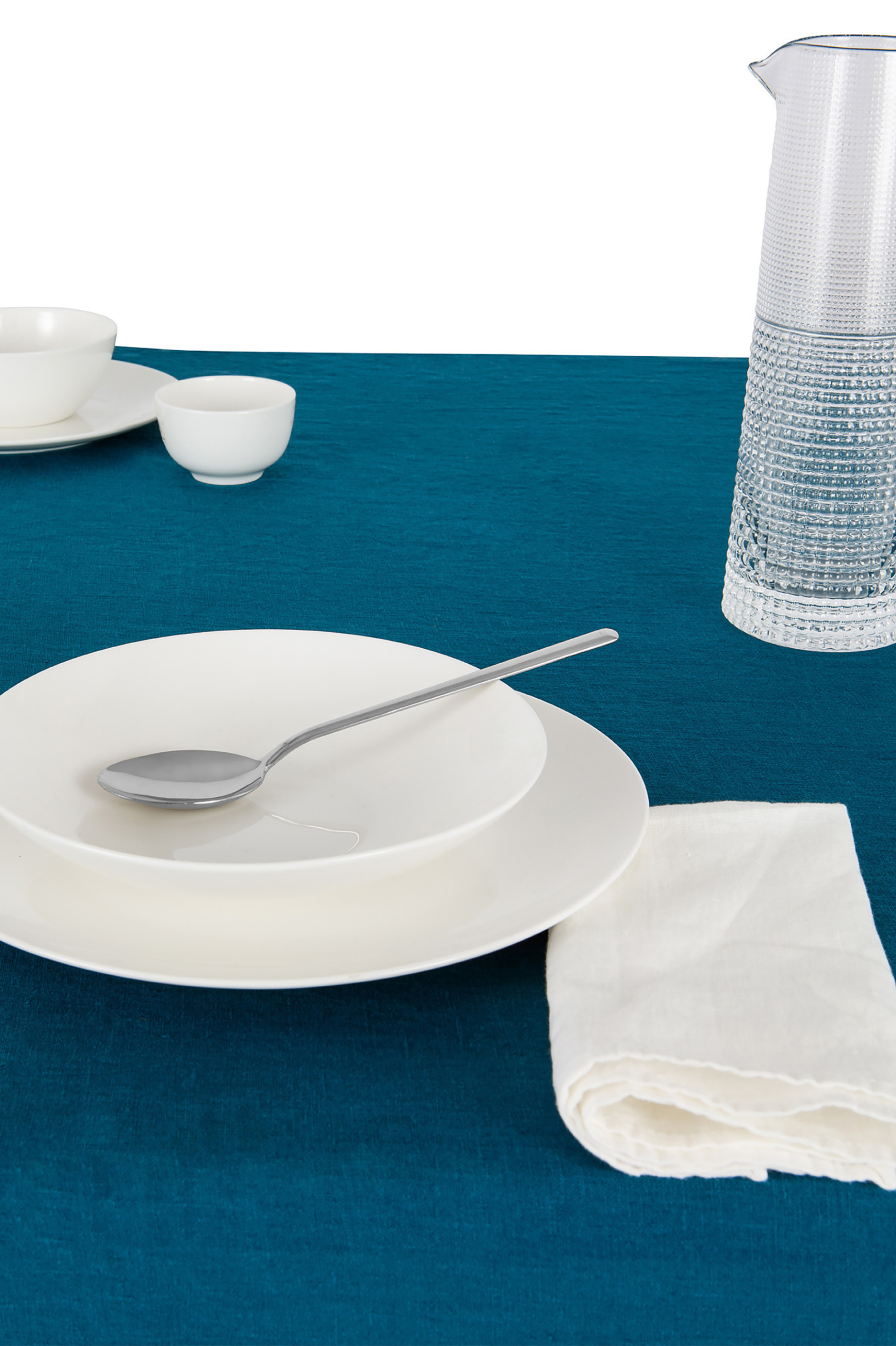 Coincasa τραπεζομάντηλο μονόχρωμο "Linen Joy" 140 x 200 cm - 007219332 Πετρόλ φωτογραφία