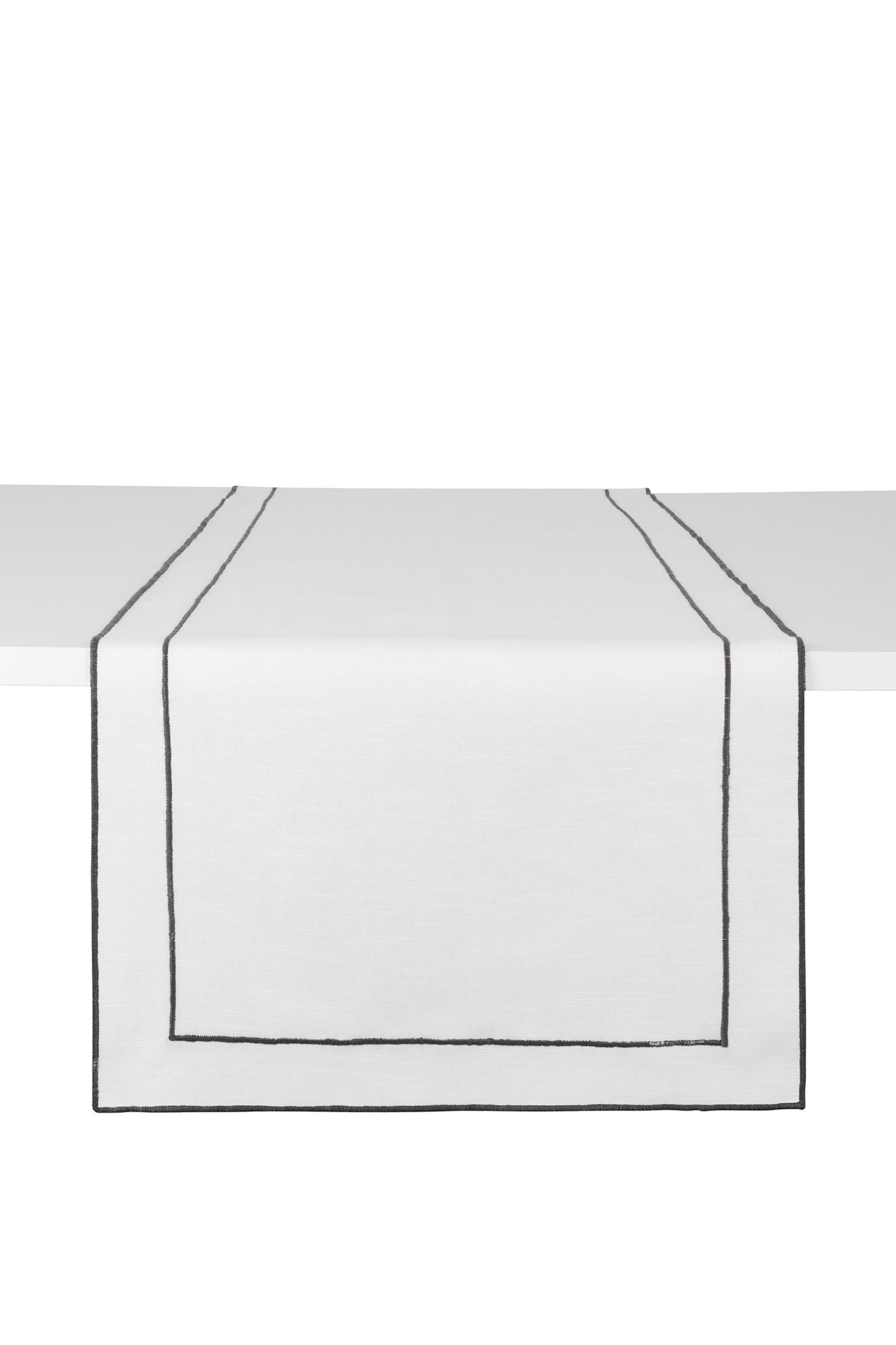 COINCASA Coincasa ράνερ με contrast ρίγες στο τελείωμα "Marta" 45 x 140 cm - 007249086 Λευκό