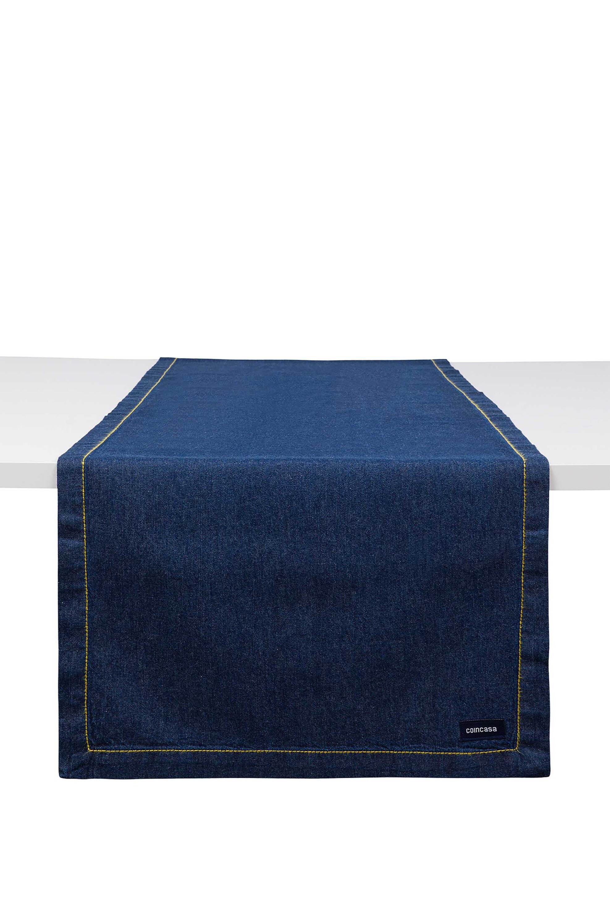 COINCASA Coincasa βαμβακερό denim ράνερ μονόχρωμο 140 x 40 cm - 007358127 Denim Blue Σκούρο