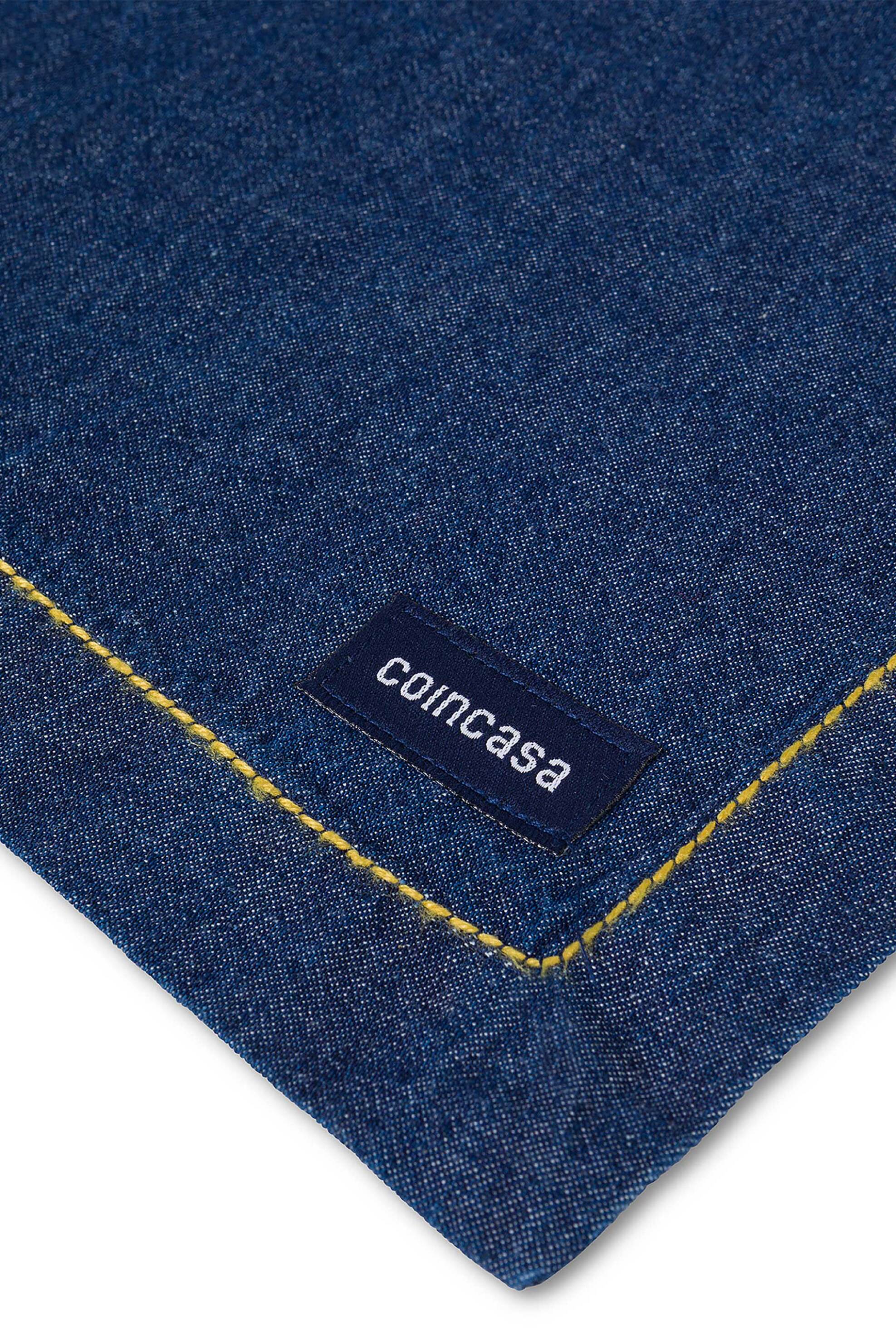 Coincasa βαμβακερό denim ράνερ μονόχρωμο 140 x 40 cm - 007358127 Denim Blue Σκούρο φωτογραφία