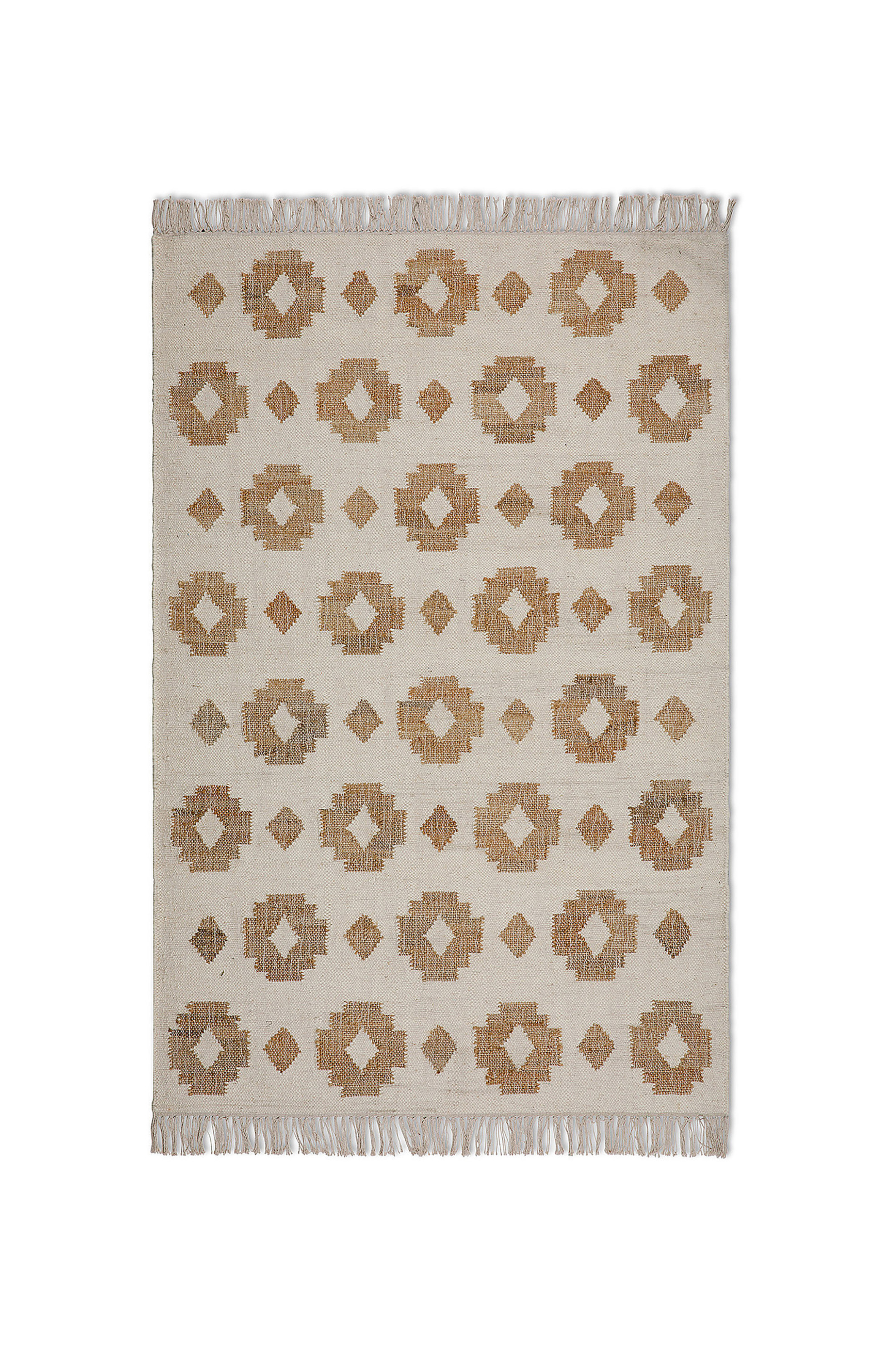 COINCASA Coincasa χαλί με γεωμετρικό σχέδιο και κρόσσια στο τελείωμα 120 x 180 cm - 007249729 Λευκό