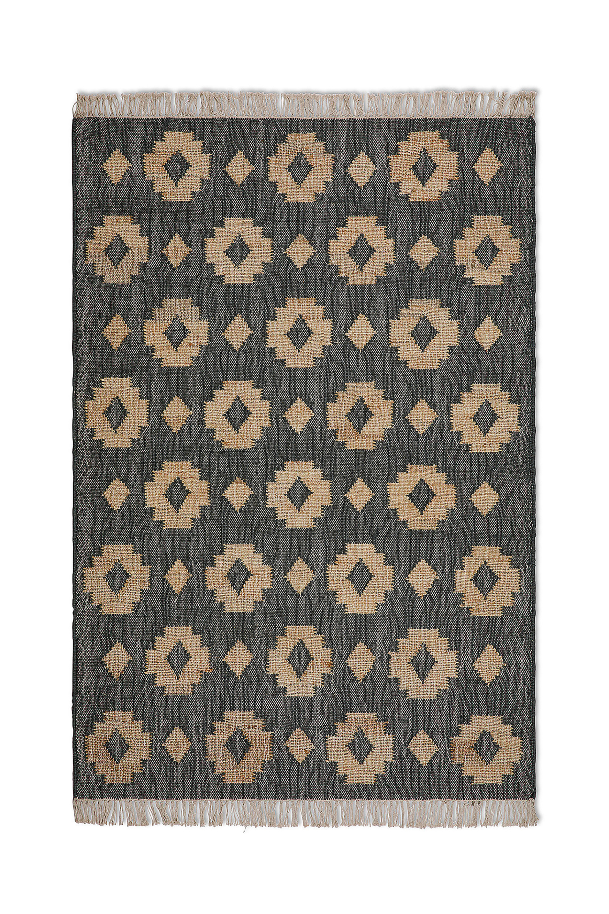 COINCASA Coincasa χαλί από yute με γεωμετρικό μοτίβο και ξέφτια στο τελείωμα 180 x 120 cm - 007249731 Γκρι