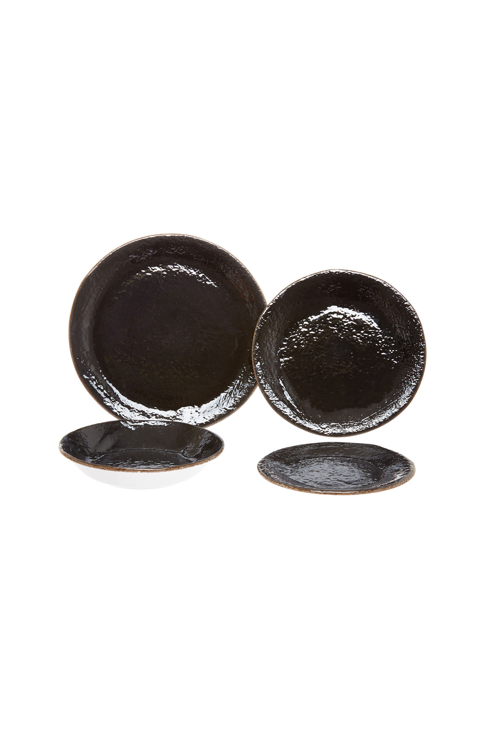 Coincasa χειροποίητο κεραμικό βαθύ πιάτο σούπας με λεπτομέρεια στο περίγραμμα 21 cm - 006727269 Μαύρο φωτογραφία