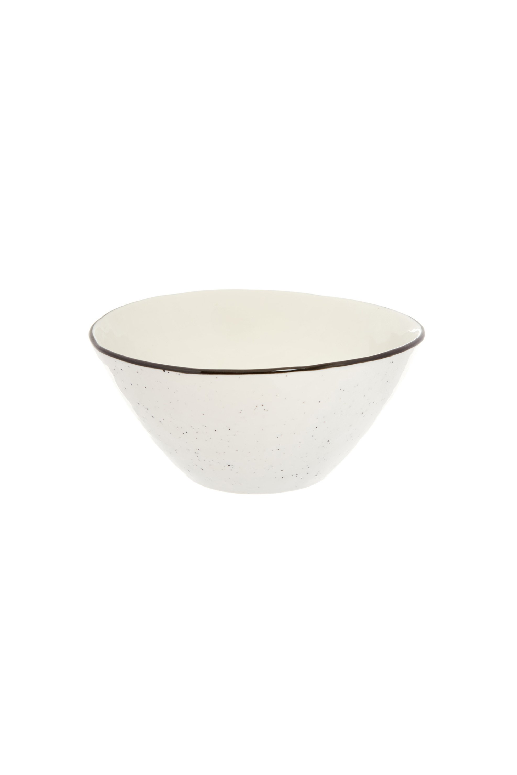 Coincasa μπολ πορσελάνης με μαύρη λεπτομέρεια "Ginevra" 9 x 20 cm - 007109239 Εκρού
