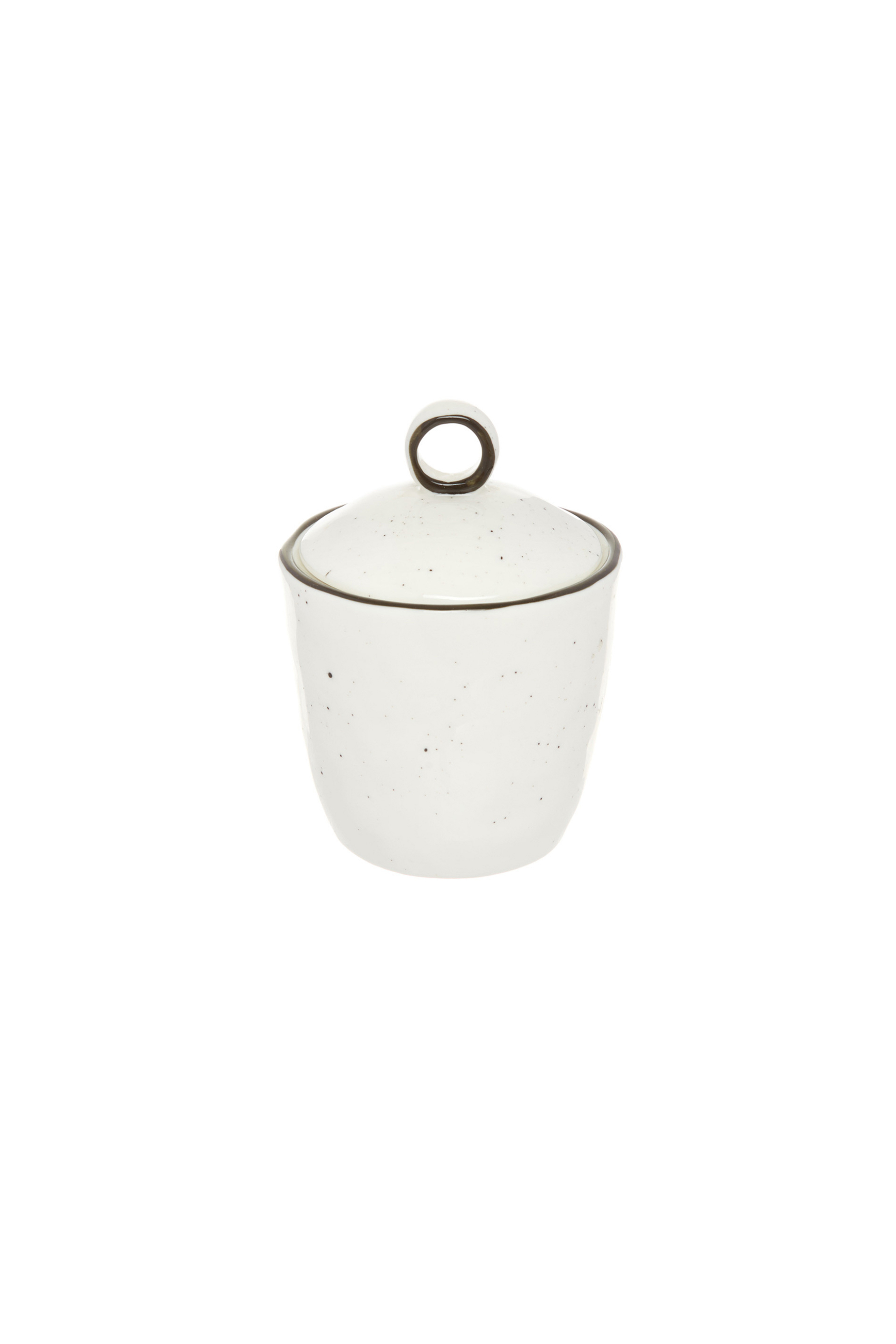 Coincasa πορσελάνινο δοχείο για ζάχαρη με μαύρη λεπτομέρεια "Ginevra" 8 x 11 cm - 007109244 Εκρού