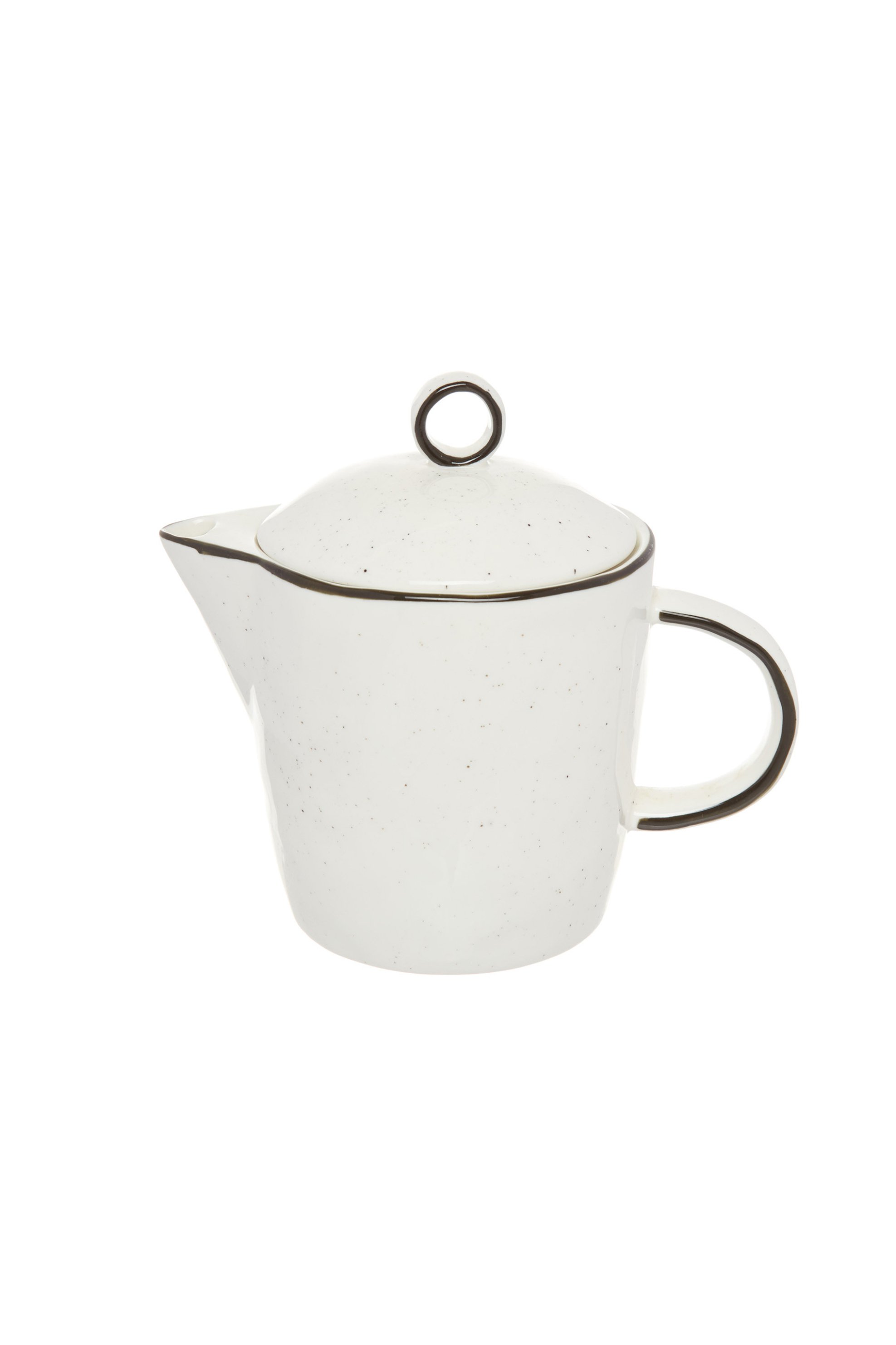 Coincasa τσαγιέρα πορσελάνης με μαύρη λεπτομέρεια "Ginevra" 16 x 11 cm - 007109267 Εκρού