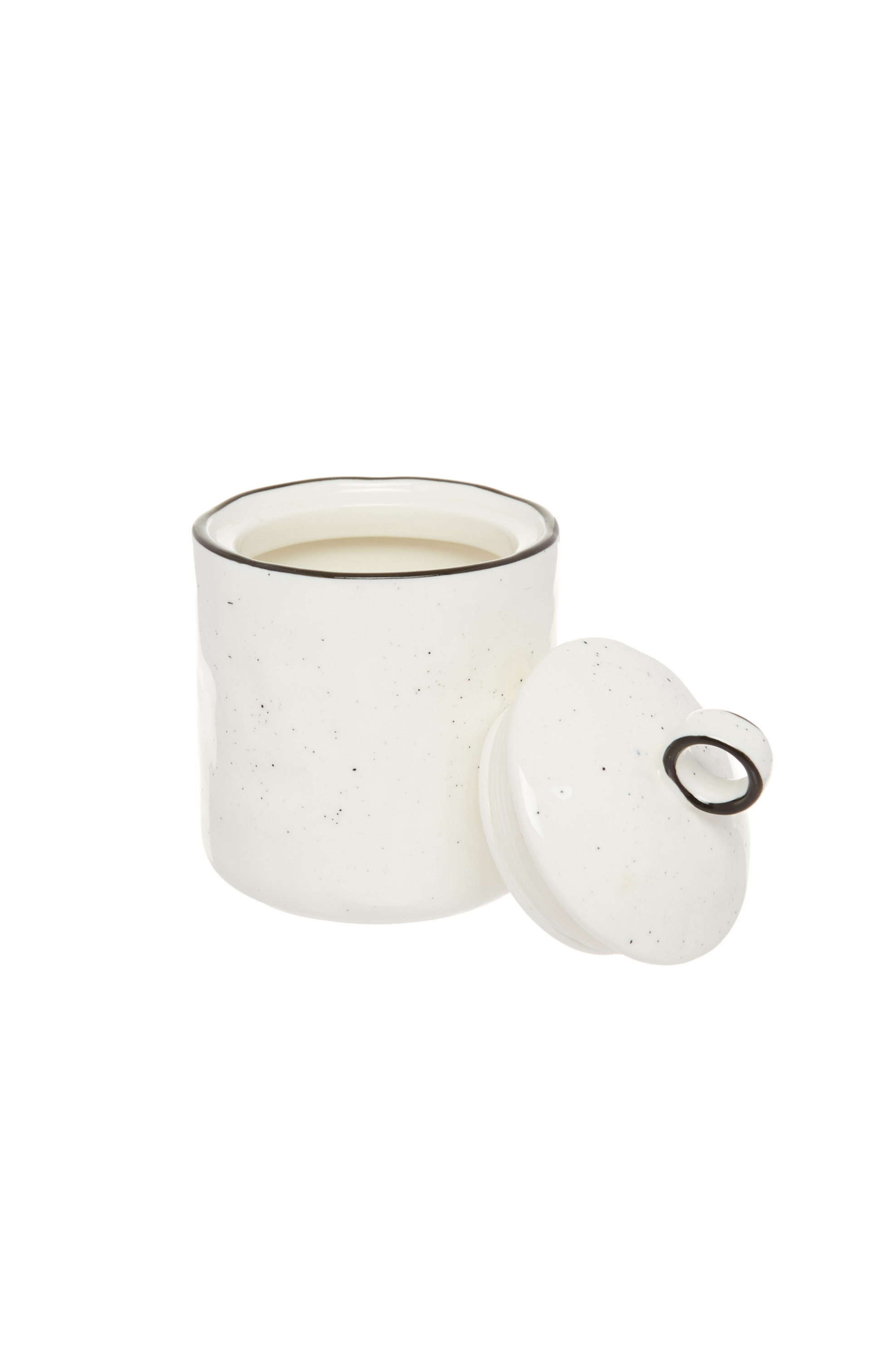 Coincasa πορσελάνινο δοχείο για ζάχαρη με μαύρη λεπτομέρεια "Ginevra" 12,5 cm - 007109343 Εκρού φωτογραφία