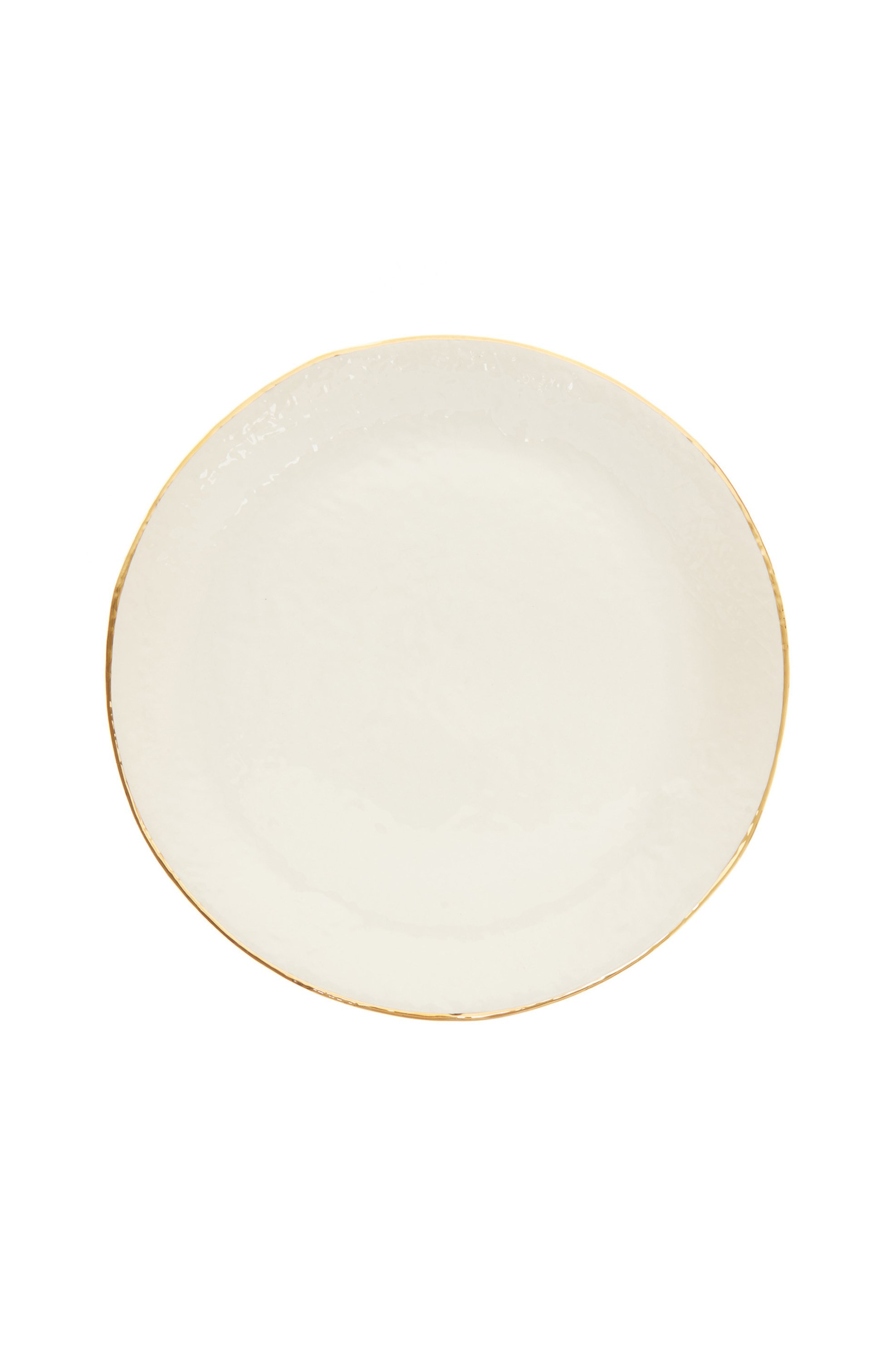 COINCASA Coincasa χειροποίητο κεραμικό πιάτο με χρυσή λεπτομέρεια 31 cm - 007109556 Λευκό