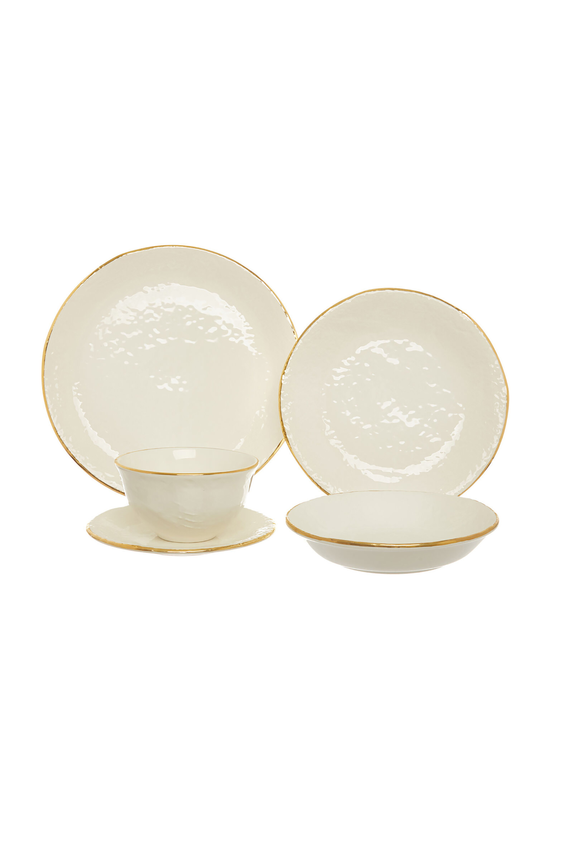 Coincasa χειροποίητο κεραμικό πιάτο με χρυσή λεπτομέρεια 31 cm - 007109556 Λευκό φωτογραφία