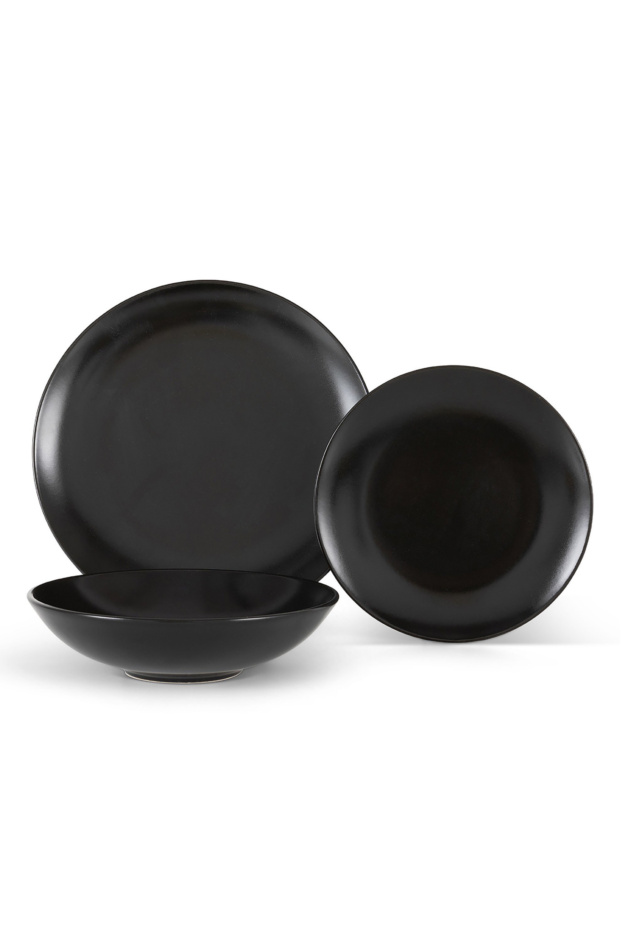 Coincasa σετ κεραμικά πιάτα μονόχρωμα stoneware "Denver" (18 τεμάχια) - 007262282 Μαύρο