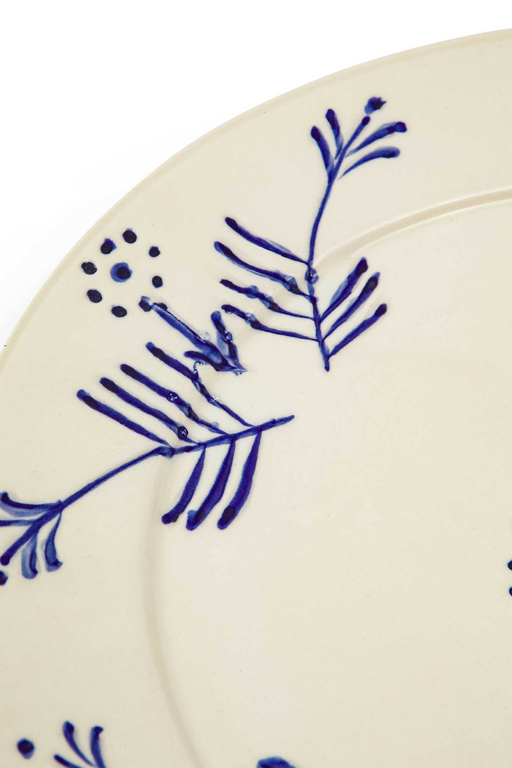 Coincasa Κεραμικό Πιάτο Φαγητού με Flower Μοτίβο 28 CM - 007358680 Μπλε