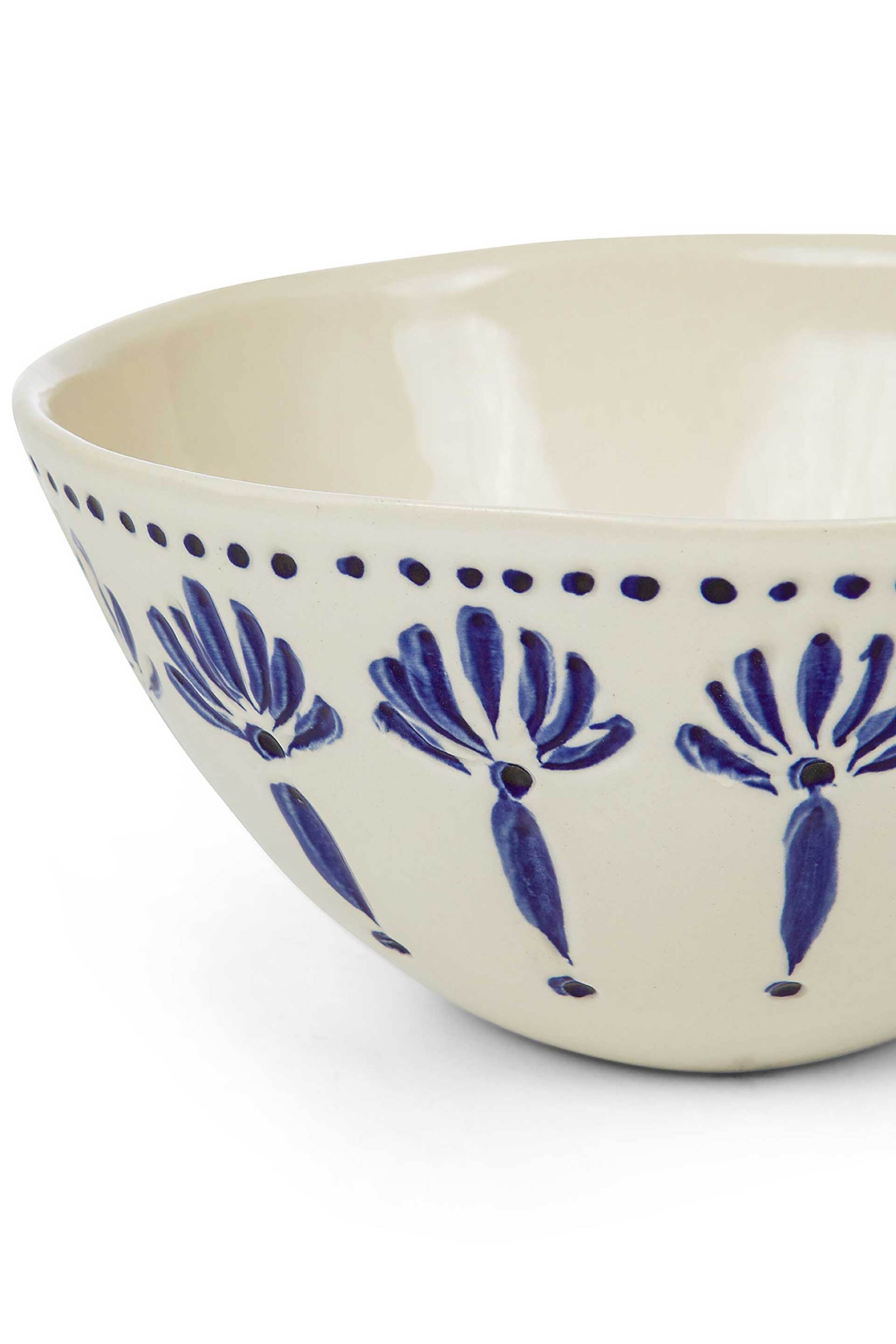 Coincasa Κεραμικό Μπολ με Flower Μοτίβο 18 CM - 007358683 Μπλε