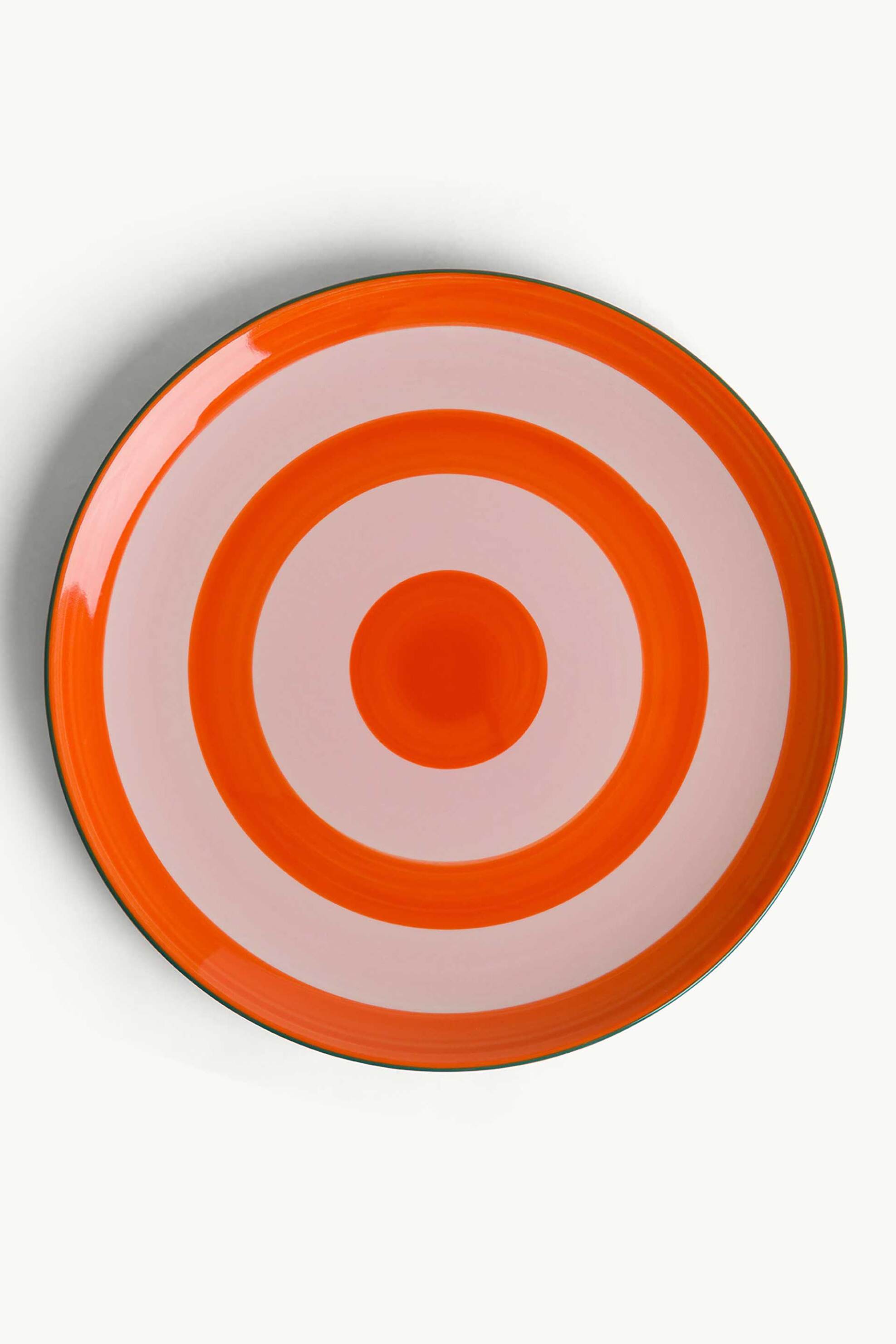 Coincasa κεραμικό πιάτο φαγητού με ριγέ σχέδιο 26,5 cm - 007469592 Πορτοκαλί