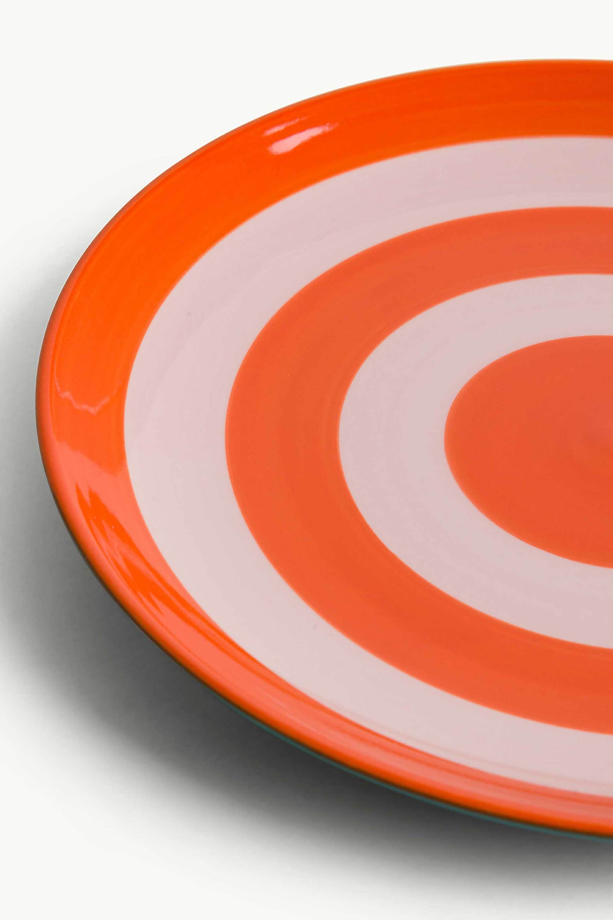 Coincasa κεραμικό πιάτο φρούτων με ριγέ σχέδιο 20 cm - 007469600 Πορτοκαλί φωτογραφία