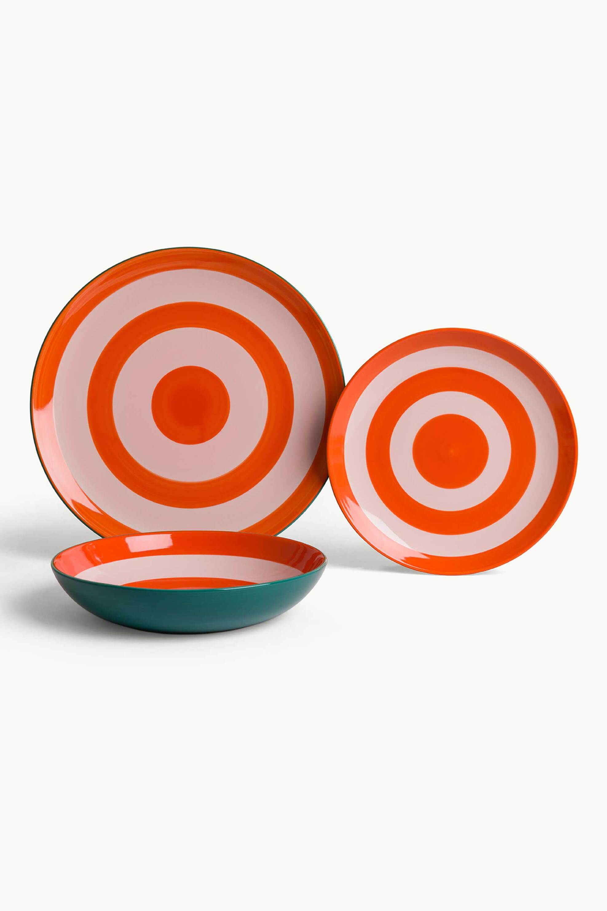 Coincasa κεραμικό πιάτο φρούτων με ριγέ σχέδιο 20 cm - 007469600 Πορτοκαλί φωτογραφία