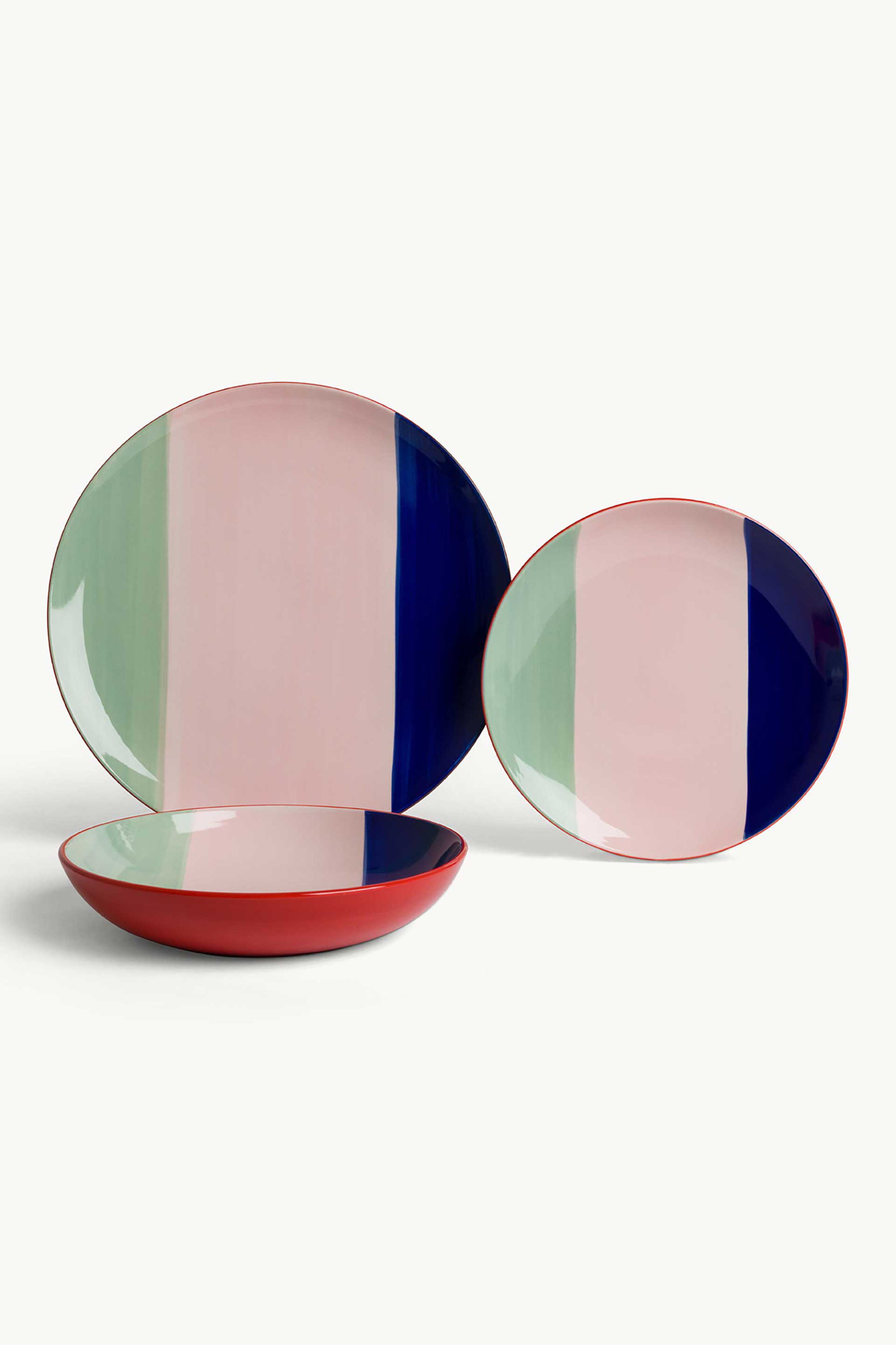 Coincasa κεραμικό βαθύ πιάτο με ριγέ σχέδιο 20,5 cm - 007469603 Ροζ φωτογραφία