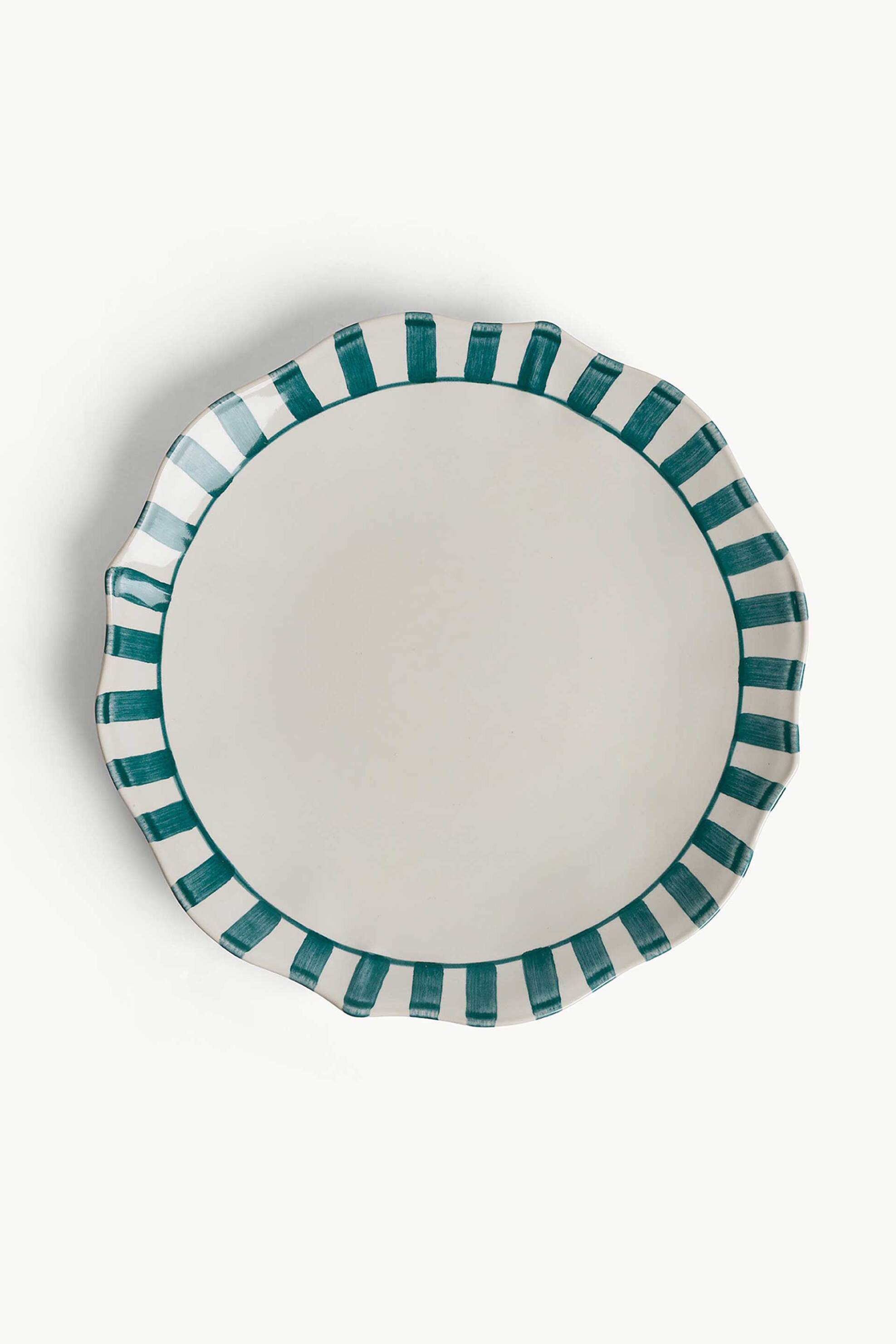 COINCASA Coincasa κεραμικό πιάτο με ριγέ σχέδιο 27 cm - 007477400 Πράσινο