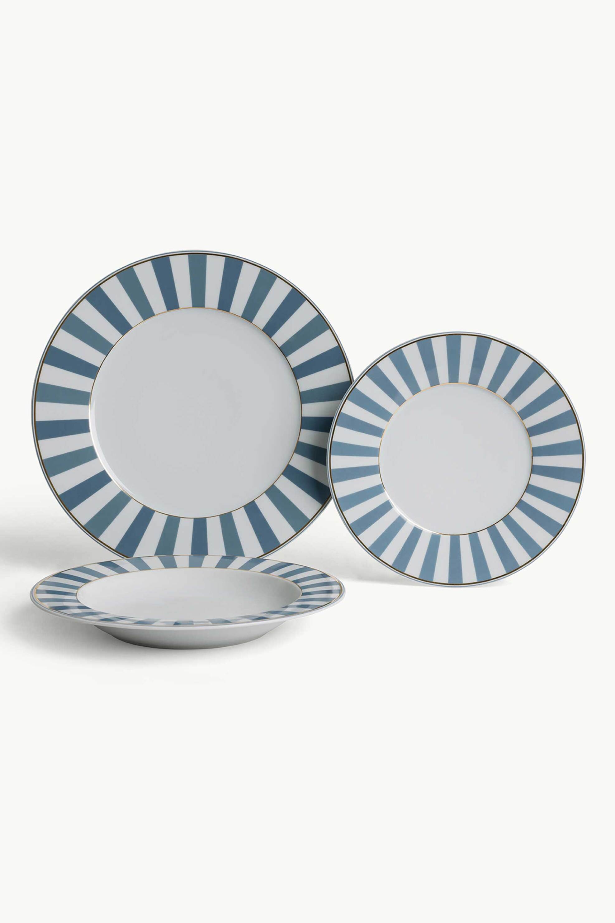 Coincasa πιάτο φαγητού από πορσελάνη με ριγέ σχέδιο 29 cm - 007492151 Γαλάζιο φωτογραφία