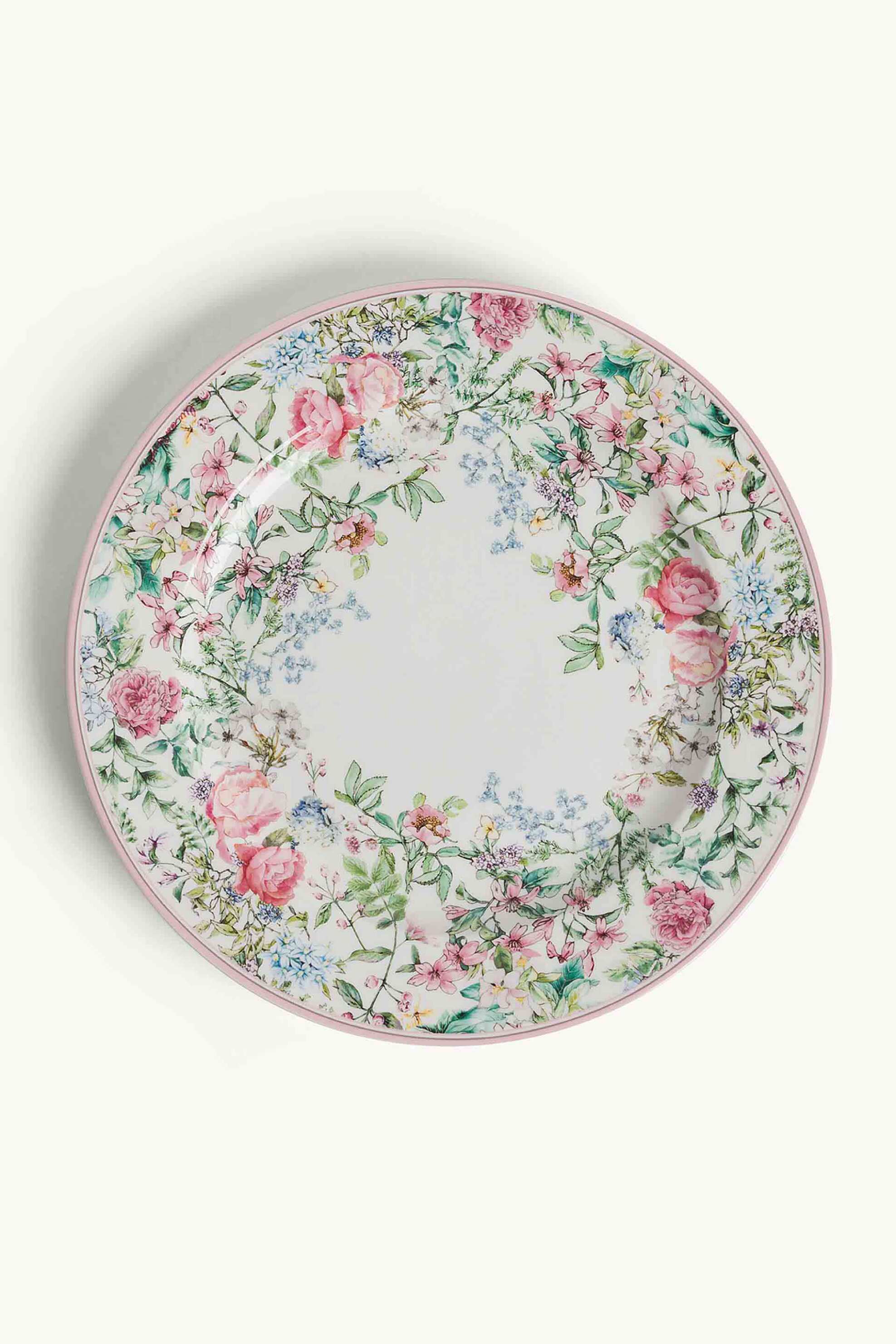 Coincasa πιάτο σερβιρίσματος από πορσελάνη με ανοιξιάτικη διακόσμηση 30 cm - 007468413 Ροζ