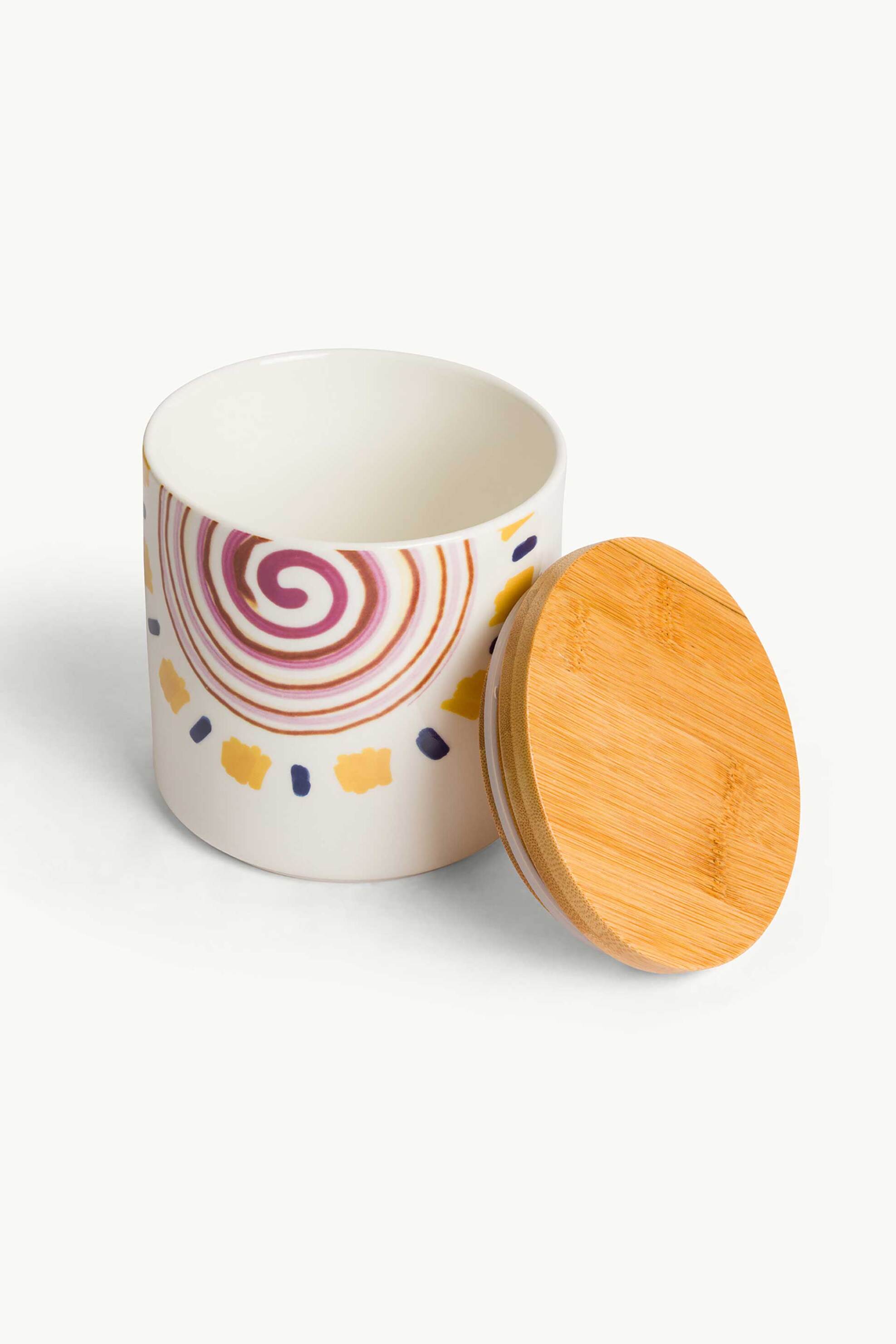 Coincasa Πορσελάνινο Βάζο με Καπάκι από Bamboo 12 CM - 007493171 Λευκό