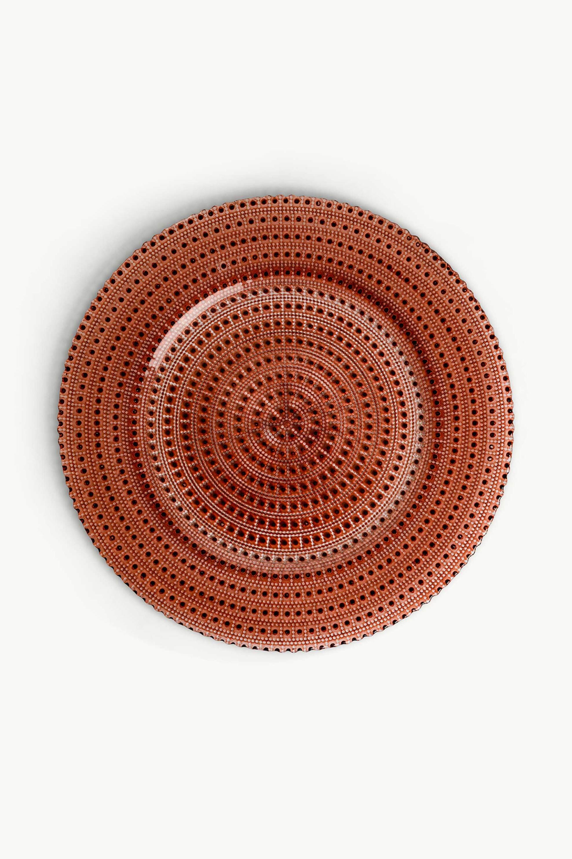 Coincasa γυάλινο πιάτο φαγητού με allure motif 33 cm - 007499877 Πορτοκαλί