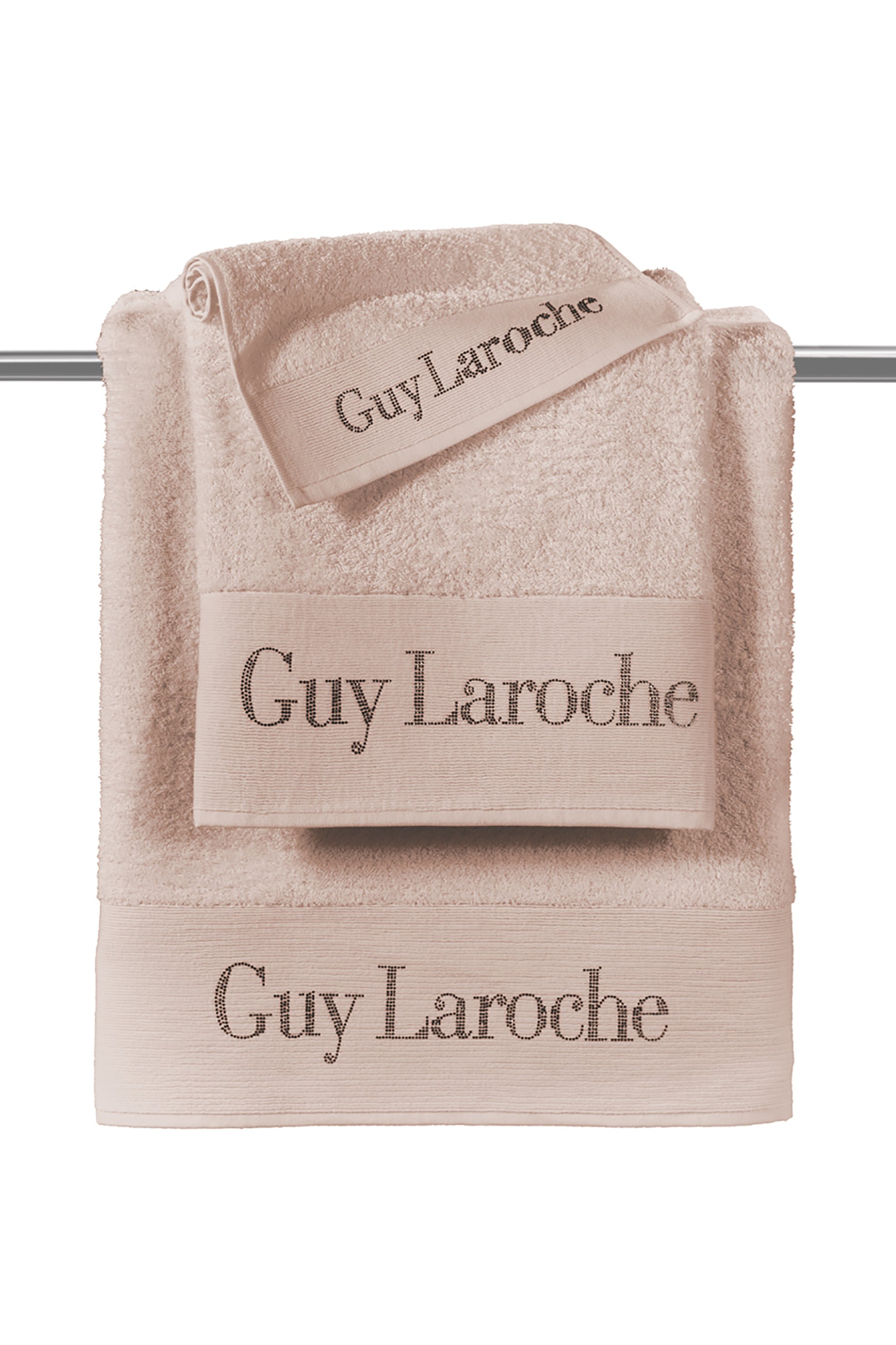 Guy Laroche σετ πετσέτες μπάνιου με logo κεντήματα "Futura Pink'' (3 τεμάχια) - 1122090214010