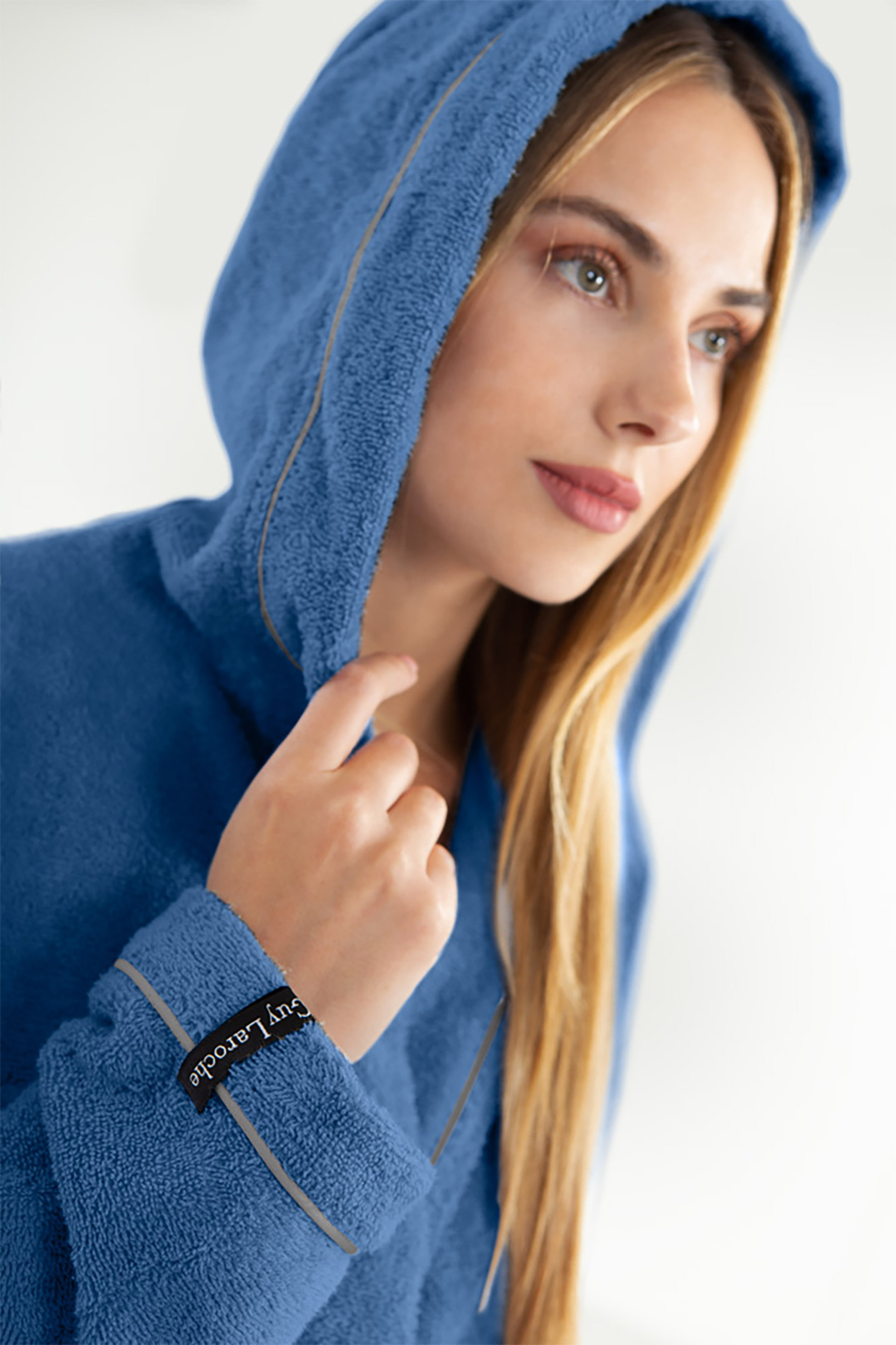 Guy Laroche μπουρνούζι βαμβακερό με κουκούλα και ζώνη στη μέση "Casual Blue" (L) - 1131092222025 φωτογραφία