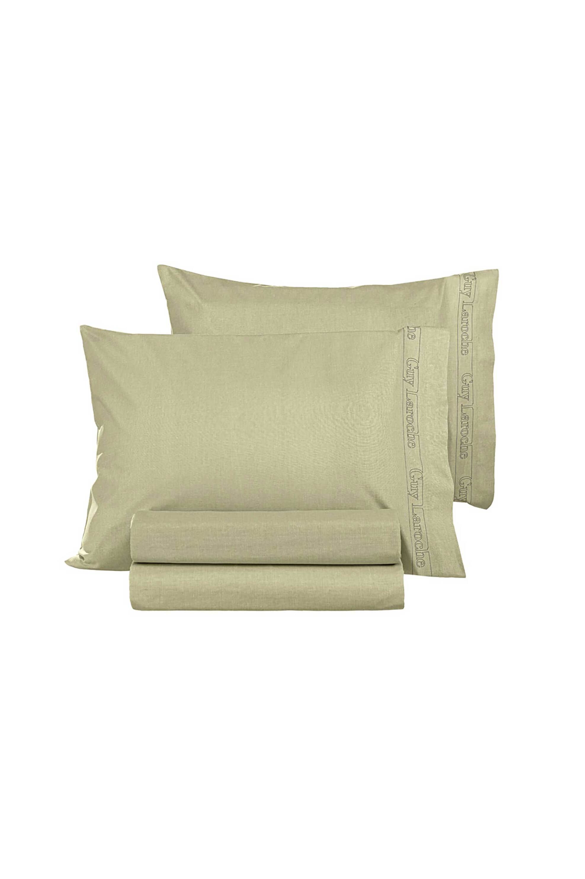 GUY LAROCHE Guy Laroche σετ μαξιλαροθήκες βαμβακερές με logo print "Easy iron color plus olive" 50 x 70 cm - 1117092123014