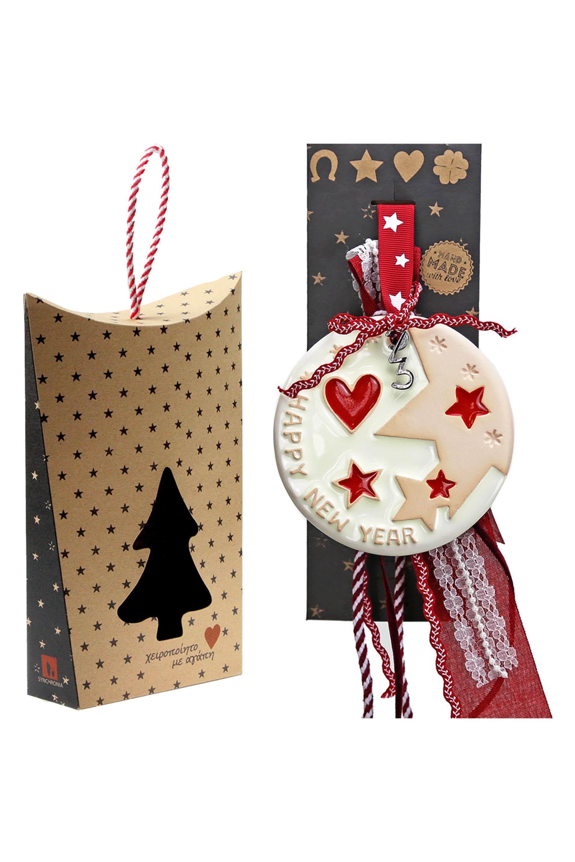 SYNCHRONIA Synchronia χριστουγεννιάτικο γούρι κεραμικό στολίδι-Αστέρια - LU21137B
