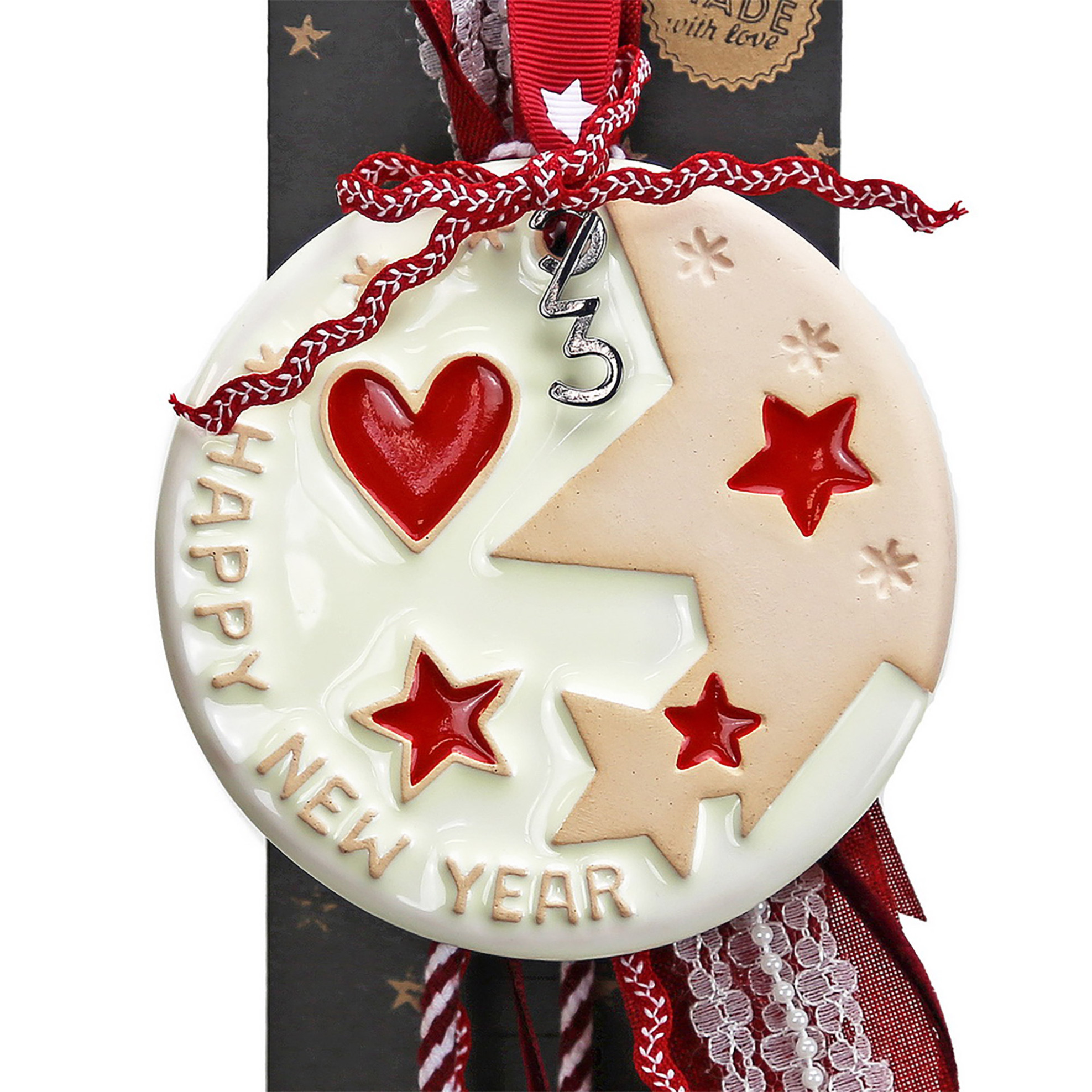 Synchronia χριστουγεννιάτικο γούρι κεραμικό στολίδι-Αστέρια - LU21137B φωτογραφία