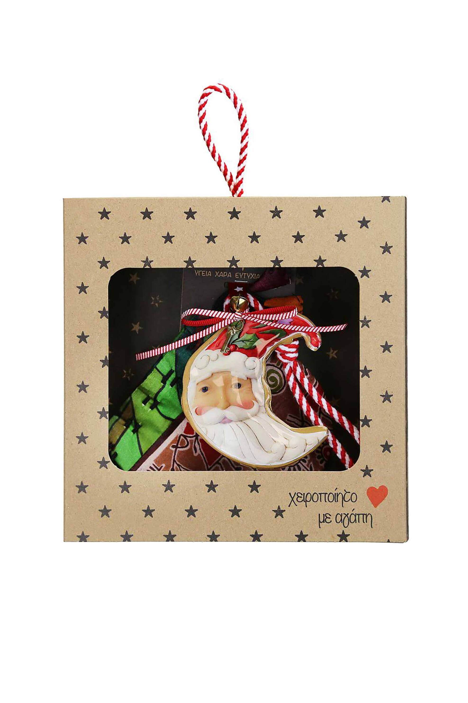 SYNCHRONIA Synchronia χριστουγεννιάτικο γούρι στολίδι μεταλλικό-φεγγάρι 18 x 17,5 cm - LU23036C