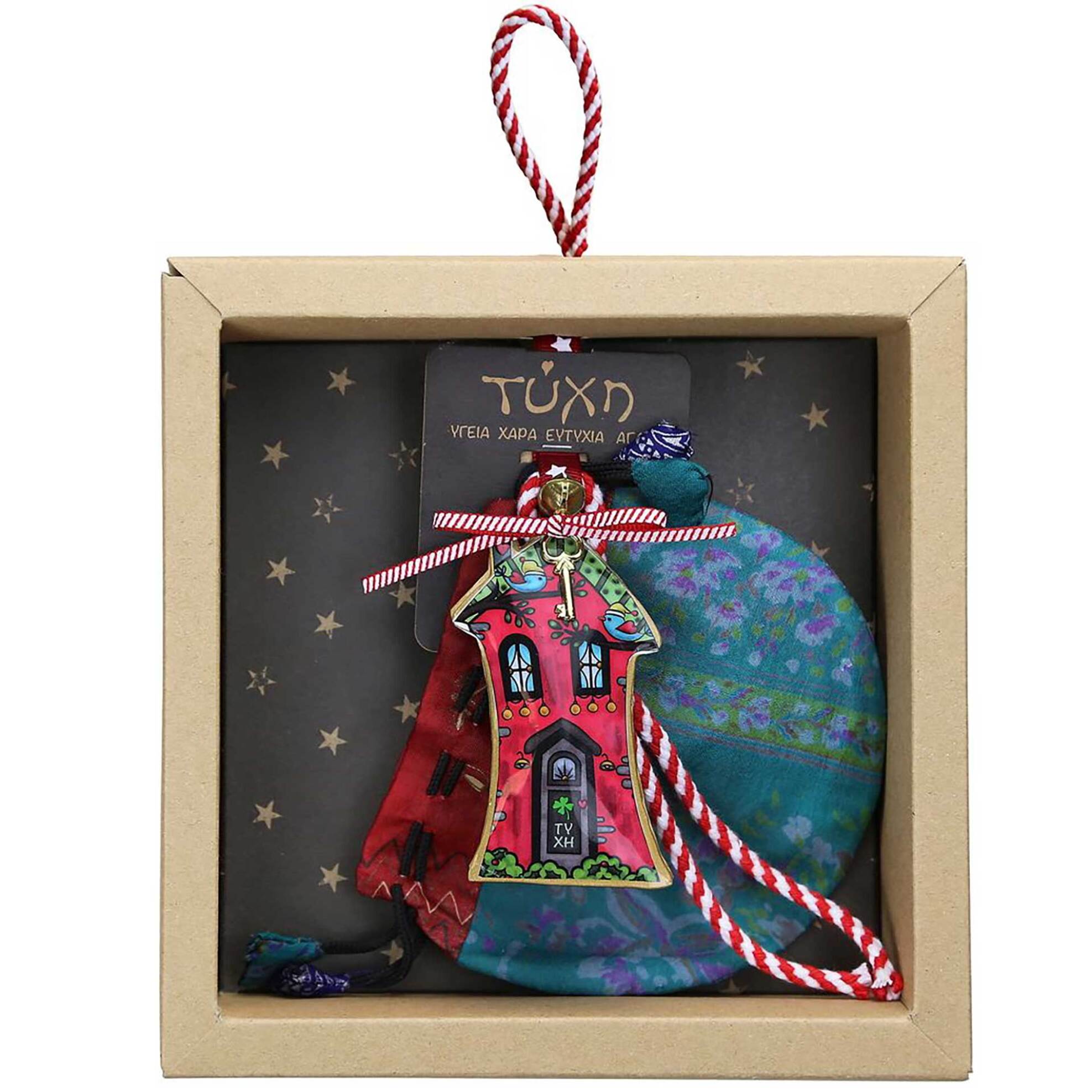 Synchronia χριστουγεννιάτικο γούρι σπίτι μεταλλικό-πουλάκια 18 x 17,5 cm - LU23038C φωτογραφία