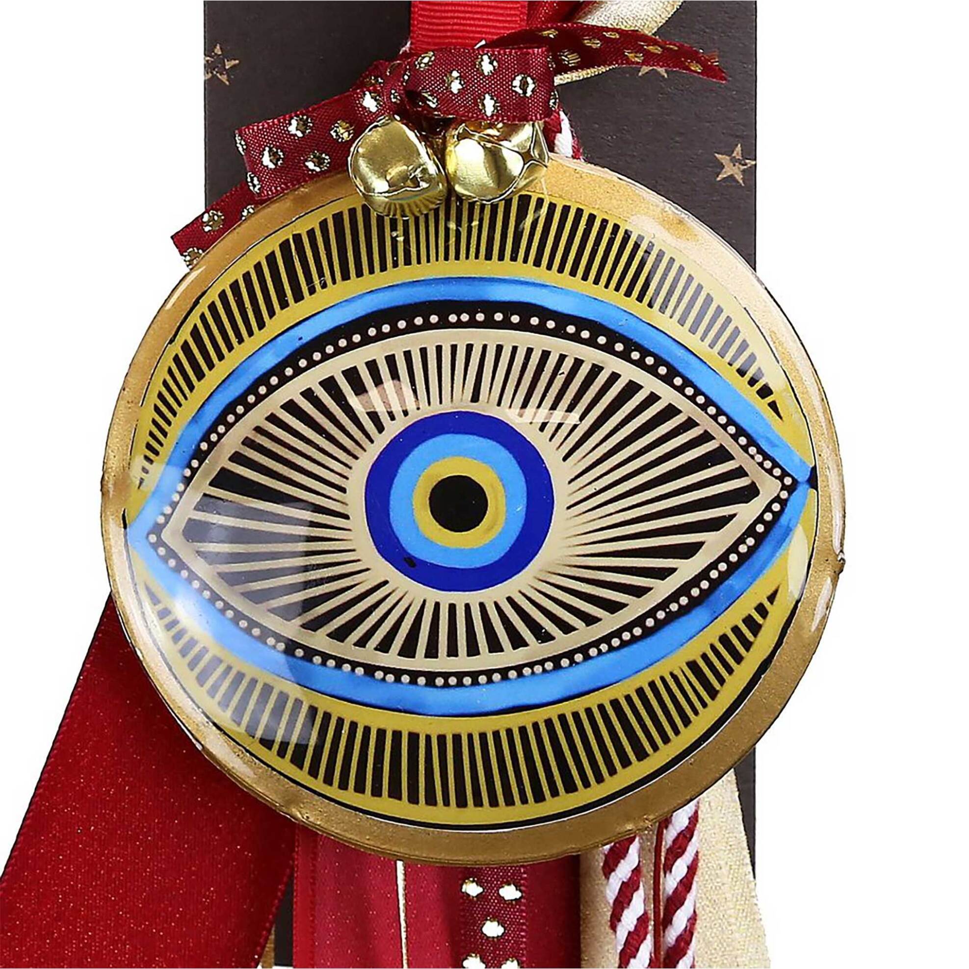 Synchronia χριστουγεννιάτικο γούρι μάτι μεγάλο μεταλλικό με χρυσές γραμμές 30 x 19 cm - LU23041A φωτογραφία