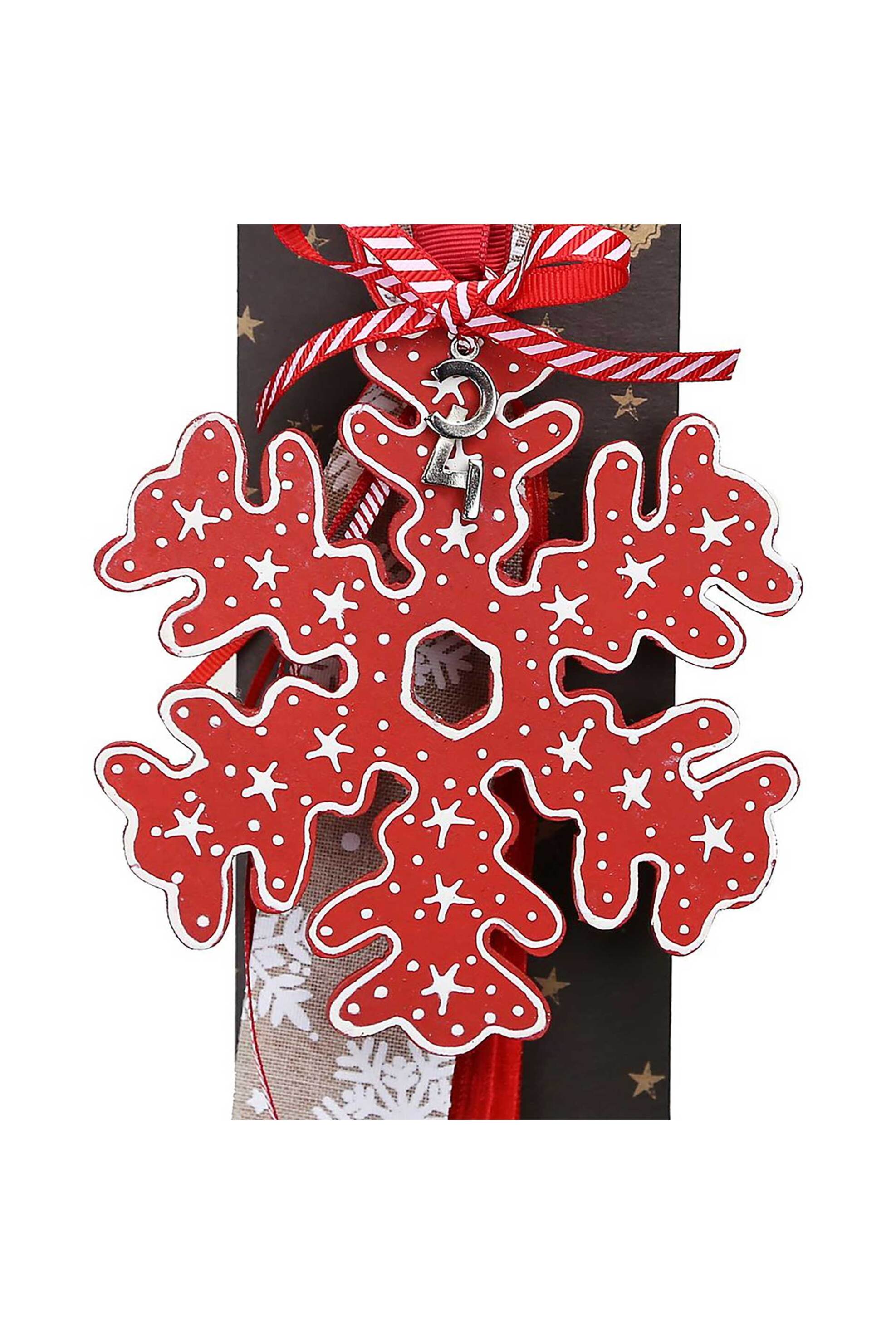 Synchronia χριστουγεννιάτικο γούρι στολίδι ζωγραφιστό-Νιφάδα από ξύλο 30x19 cm - LU23063B φωτογραφία