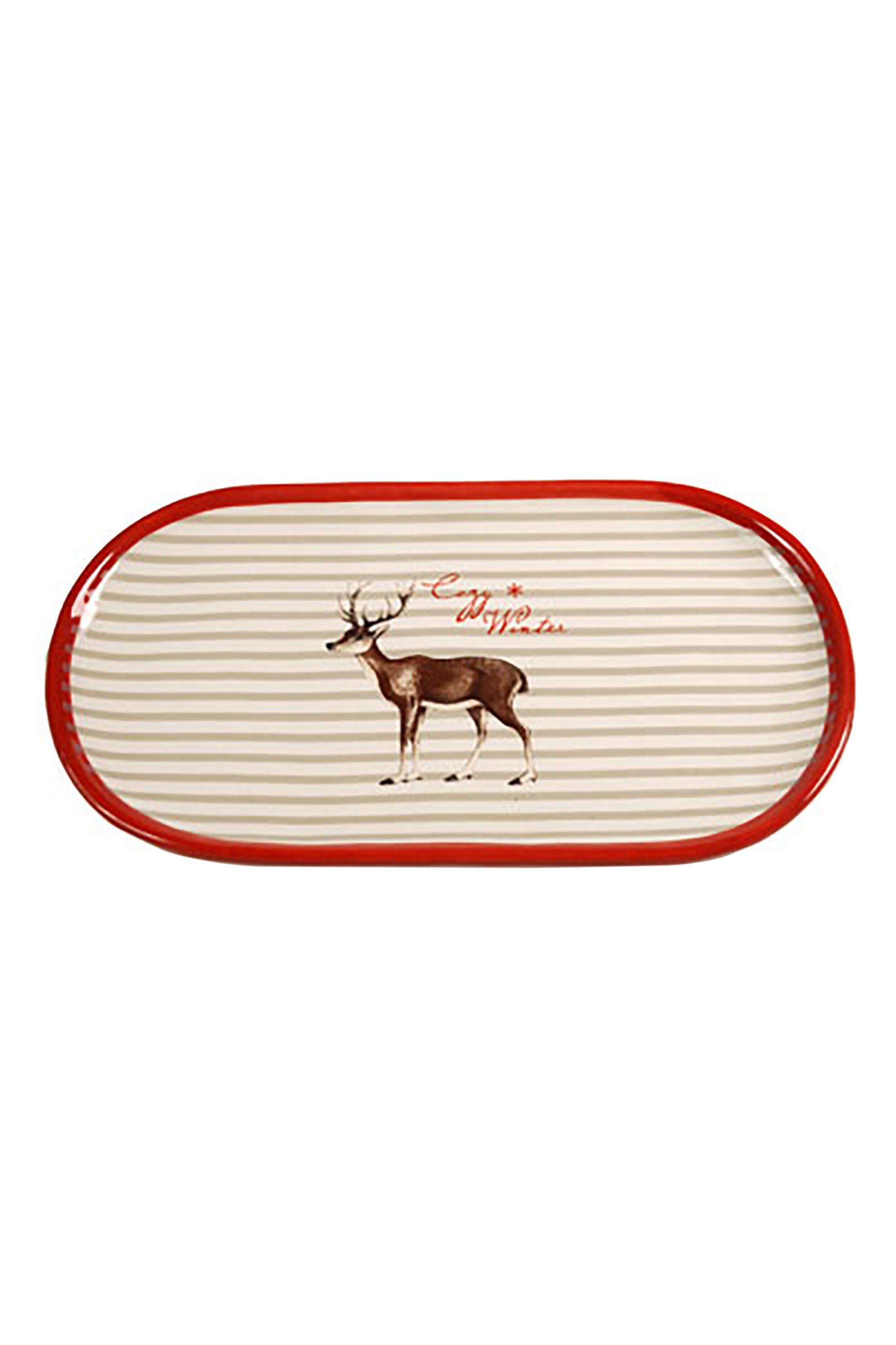 DOMUS HOMUS DOMUS HOMUS χριστουγεννιάτικη πιατέλα οβάλ κεραμική με ελάφι 27.3 χ 14.8 χ 2 cm - 20-85-456