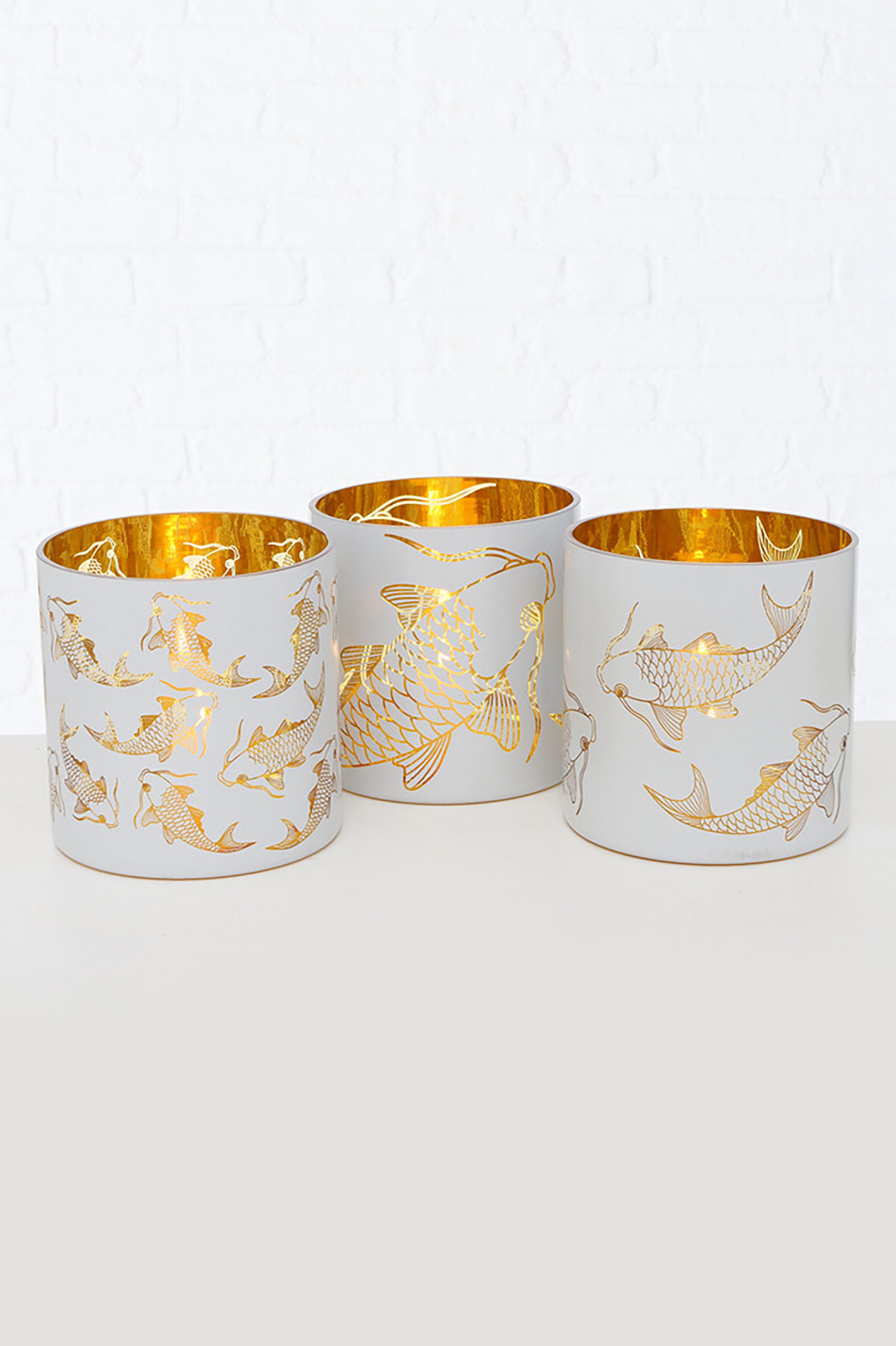 DOMUS HOMUS γυάλινο διακοσμητικό κηροπήγιο με print "Koi" 16 cm - 20-96-984