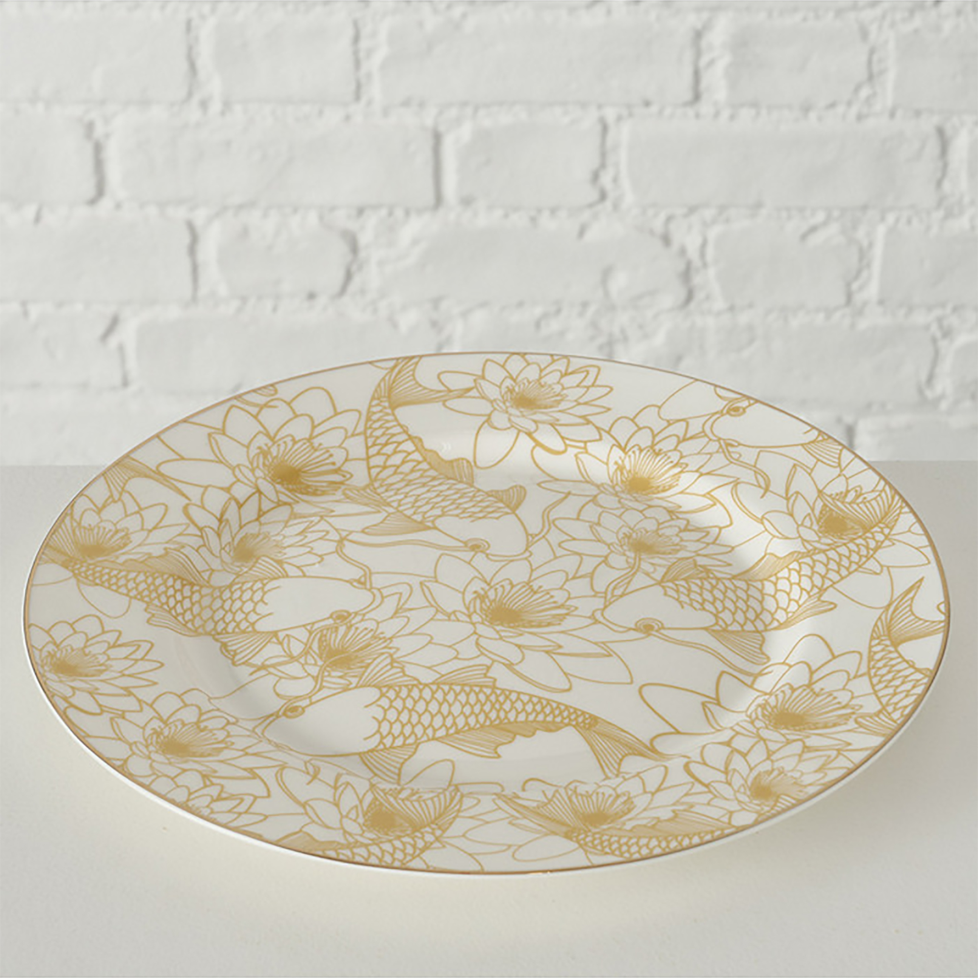 DOMUS HOMUS πορσελάνινο πιάτο φαγητού με all-over fish print "New Bone" 26.5 cm - 20-96-901 φωτογραφία