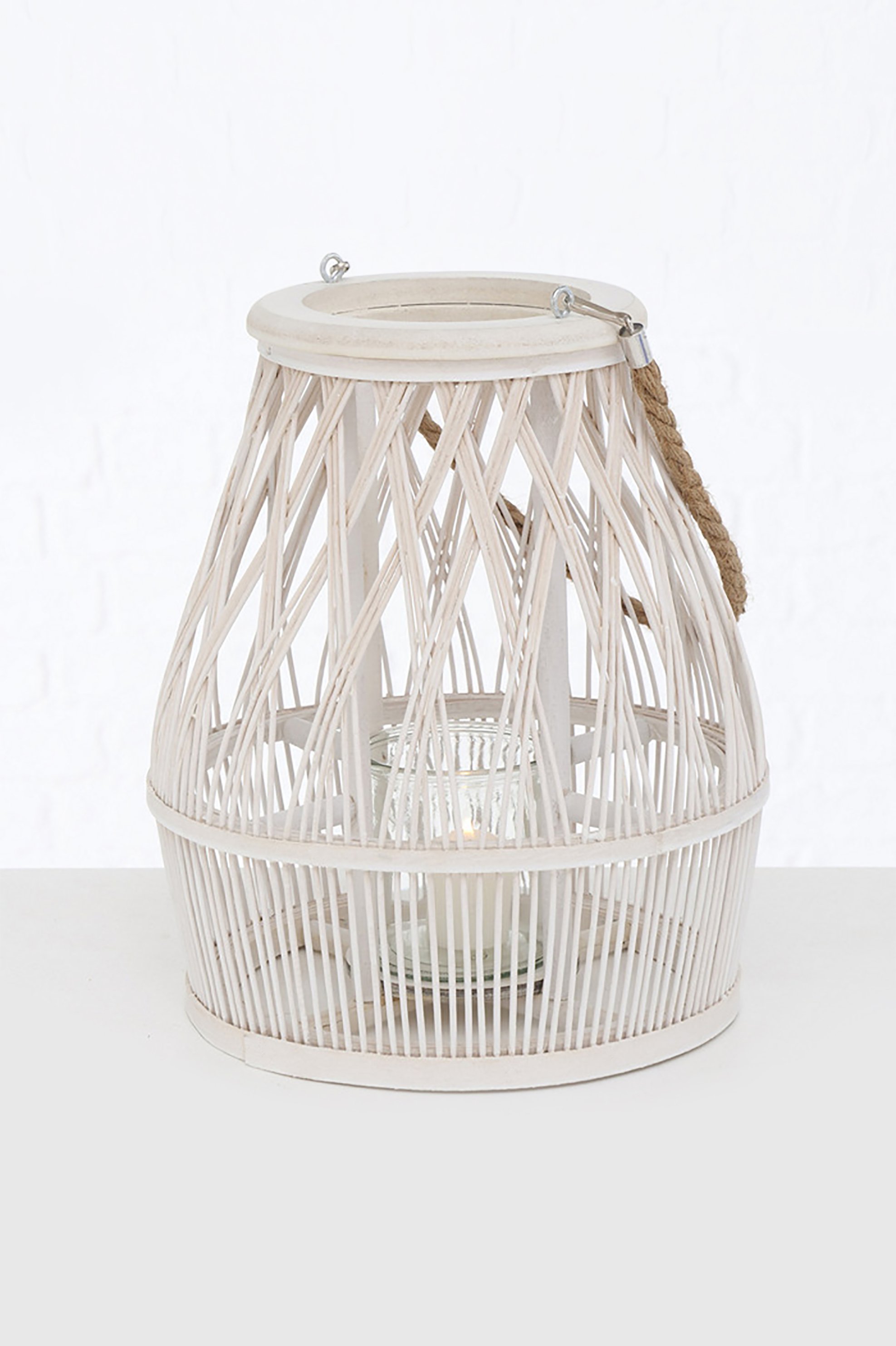 DOMUS HOMUS DOMUS HOMUS διακοσμητικό φανάρι από bamboo με λαβή από σχοινί "Zati" 29 x 29 x 34 cm - 20-99-004