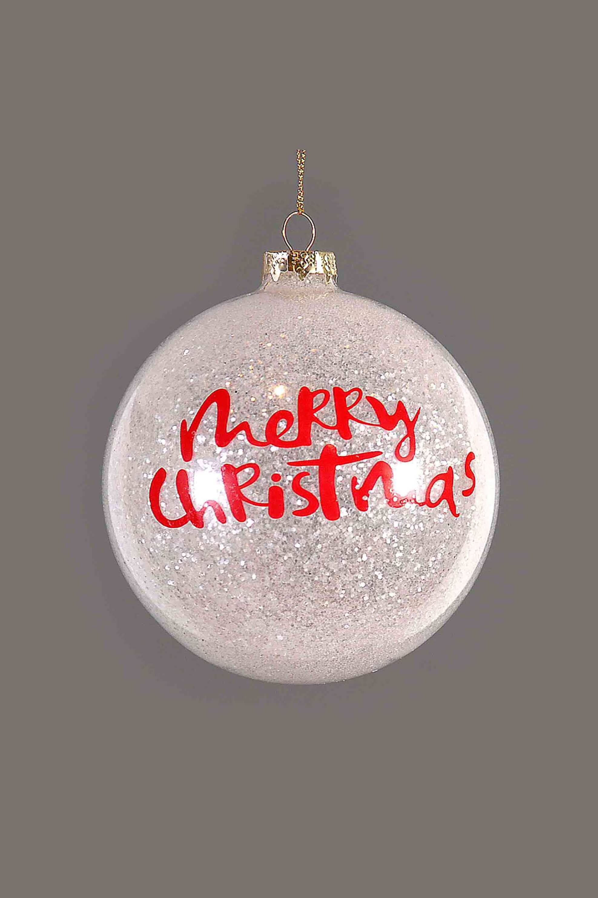 DOMUS HOMUS DOMUS HOMUS χριστουγεννιάτικη μπάλα γυάλινη διάφανη με Merry Christmas print 10 cm - 20-07-338
