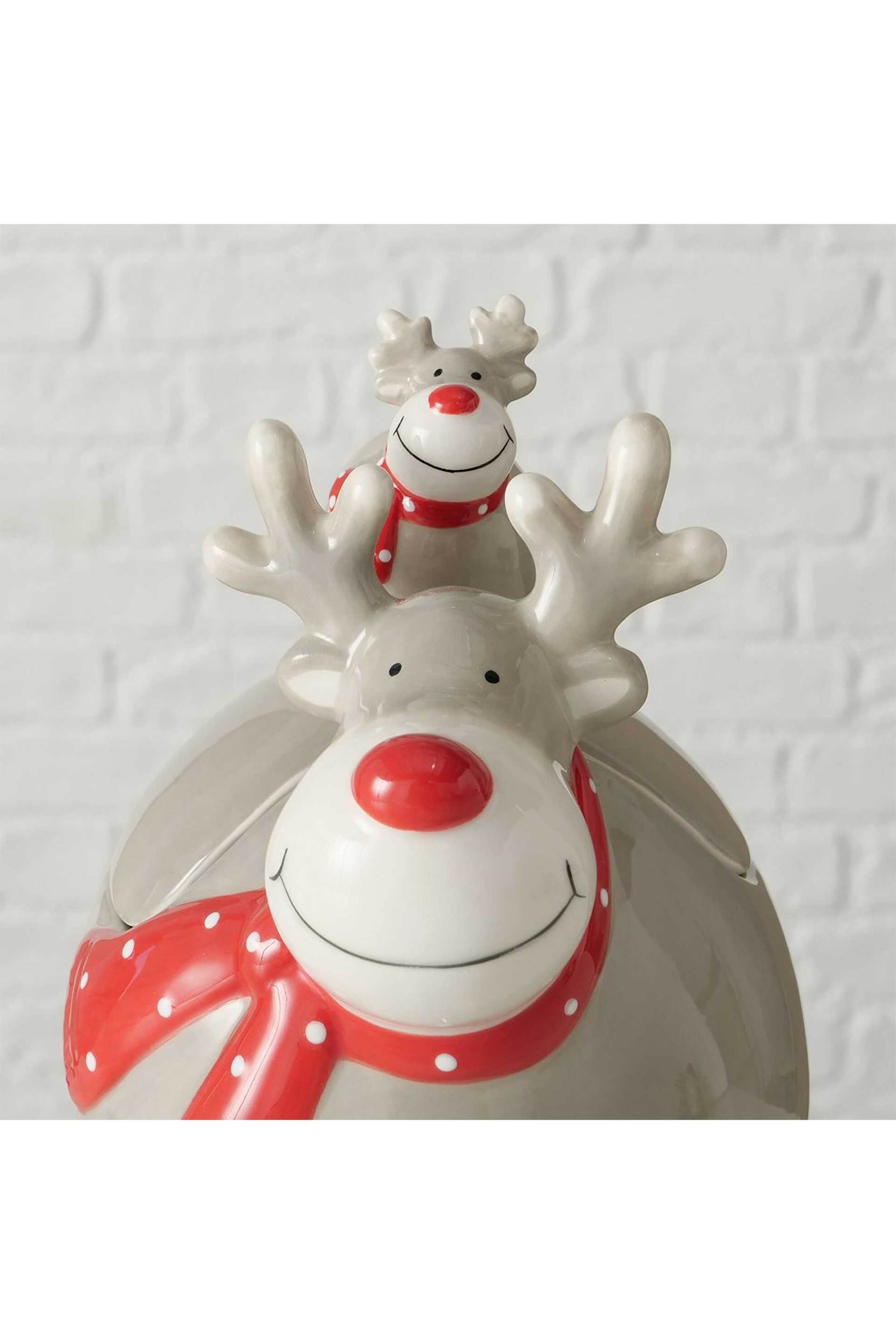 DOMUS HOMUS χριστουγεννιάτικο δοχείο αποθήκευσης από δολομίτη με σχέδιο τάρανδο 17 x 13 x 21 cm - 20-23-014 φωτογραφία