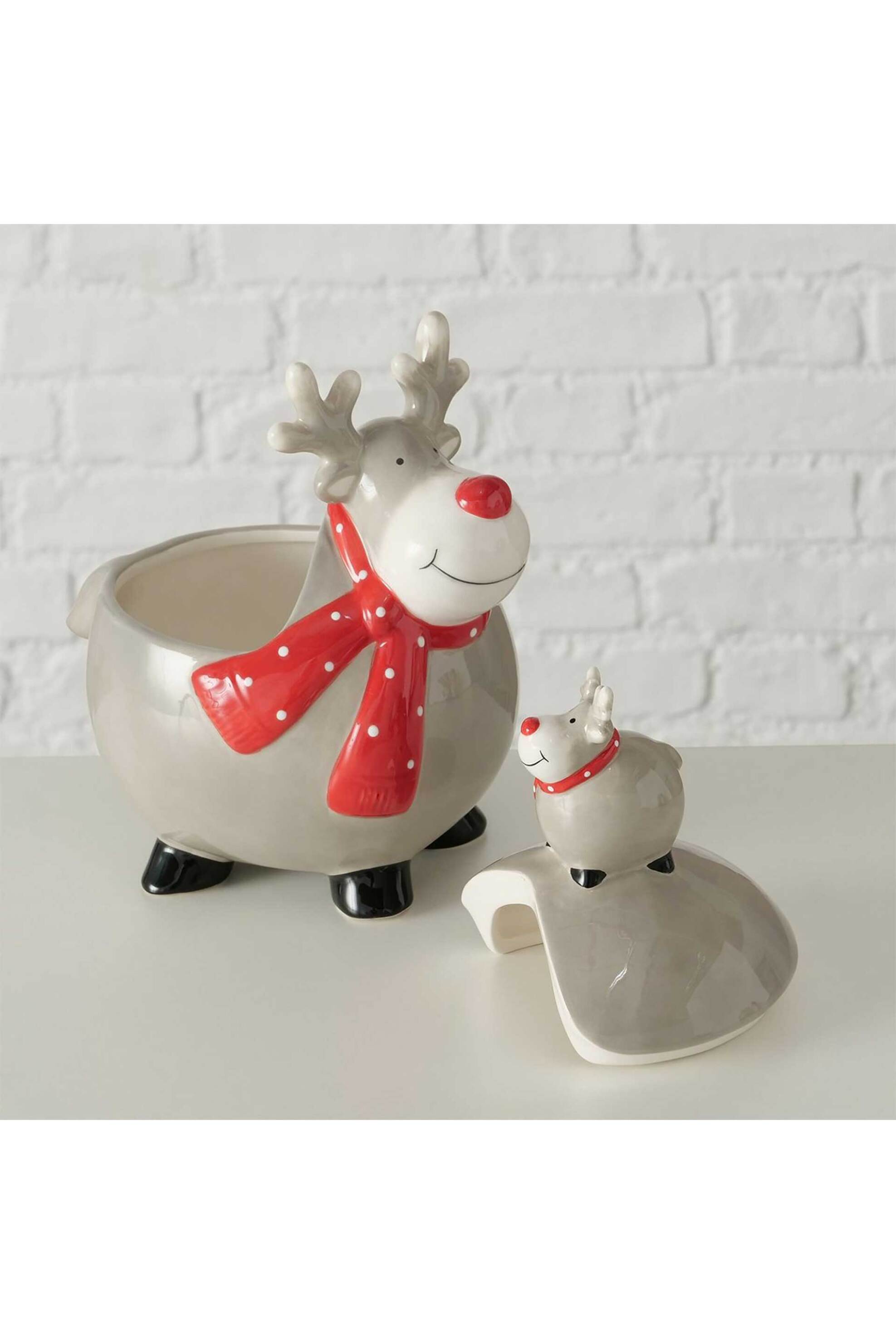 DOMUS HOMUS χριστουγεννιάτικο δοχείο αποθήκευσης από δολομίτη με σχέδιο τάρανδο 17 x 13 x 21 cm - 20-23-014 φωτογραφία