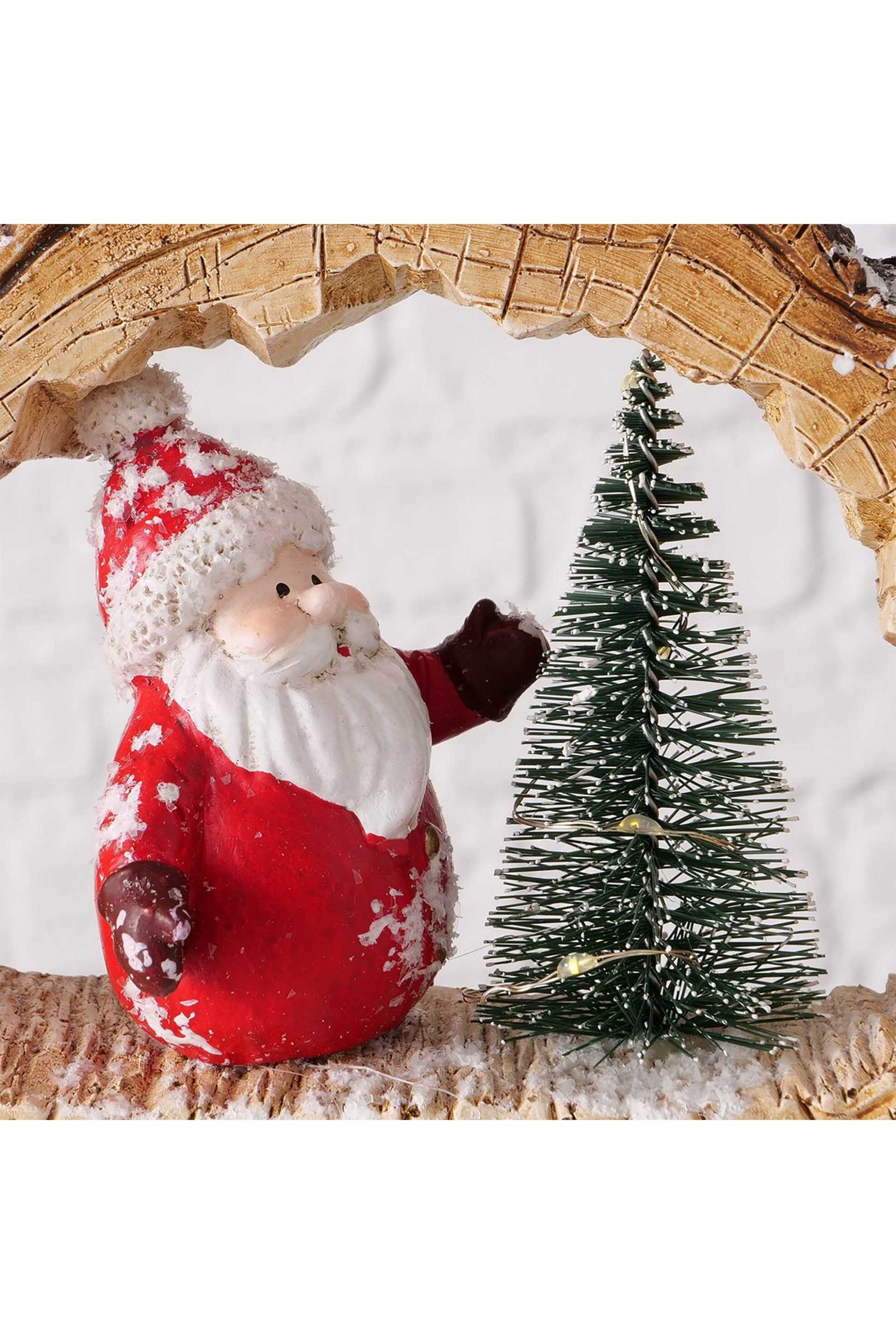 DOMUS HOMUS χριστουγεννιάτικο διακοσμητικό από πολυρητίνη Άγιος Βασίλης σε κορμό ξύλου 20 x 5,5 x 17,5 cm - 20-23-534 φωτογραφία