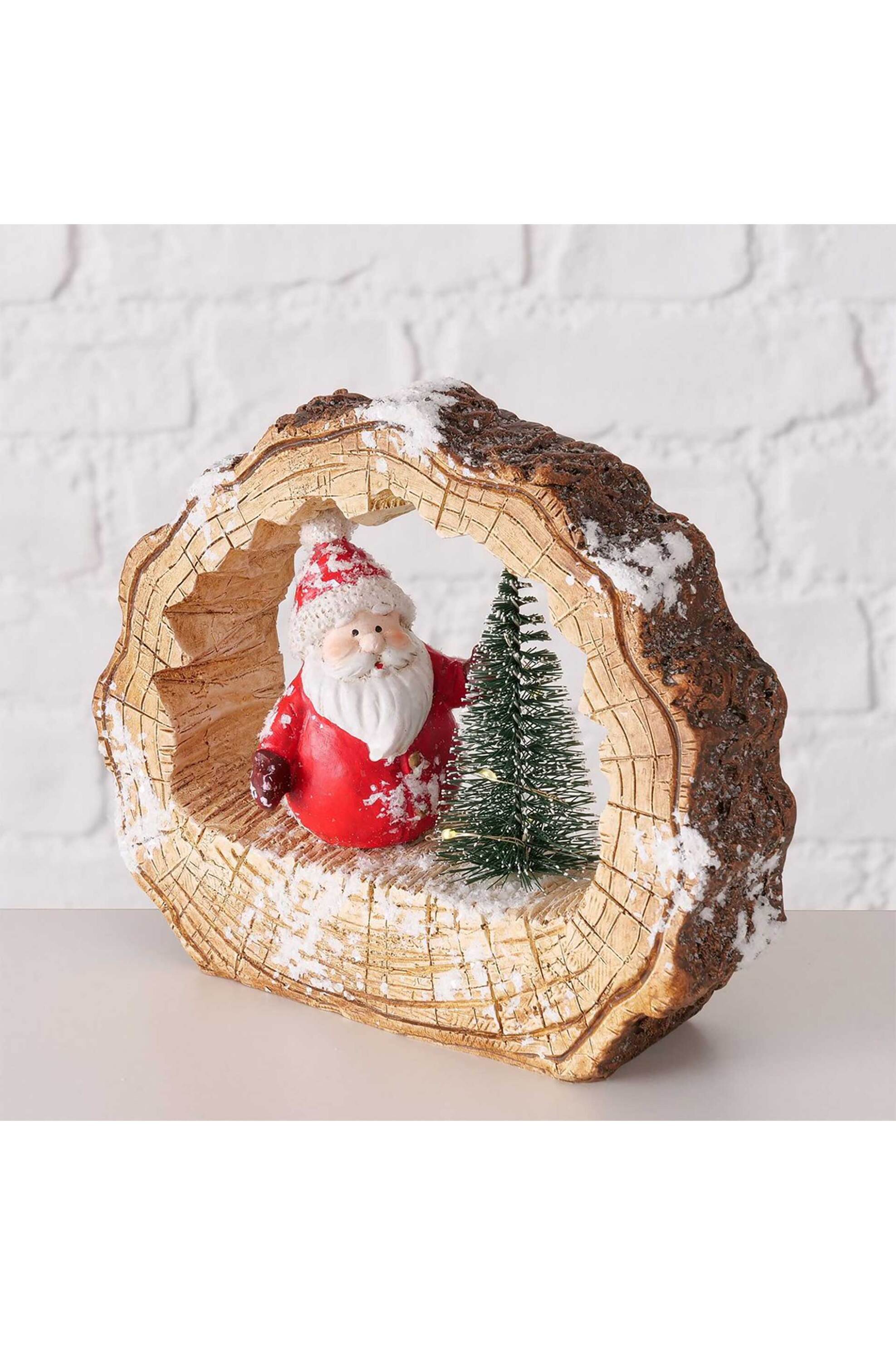 DOMUS HOMUS χριστουγεννιάτικο διακοσμητικό από πολυρητίνη Άγιος Βασίλης σε κορμό ξύλου 20 x 5,5 x 17,5 cm - 20-23-534 φωτογραφία