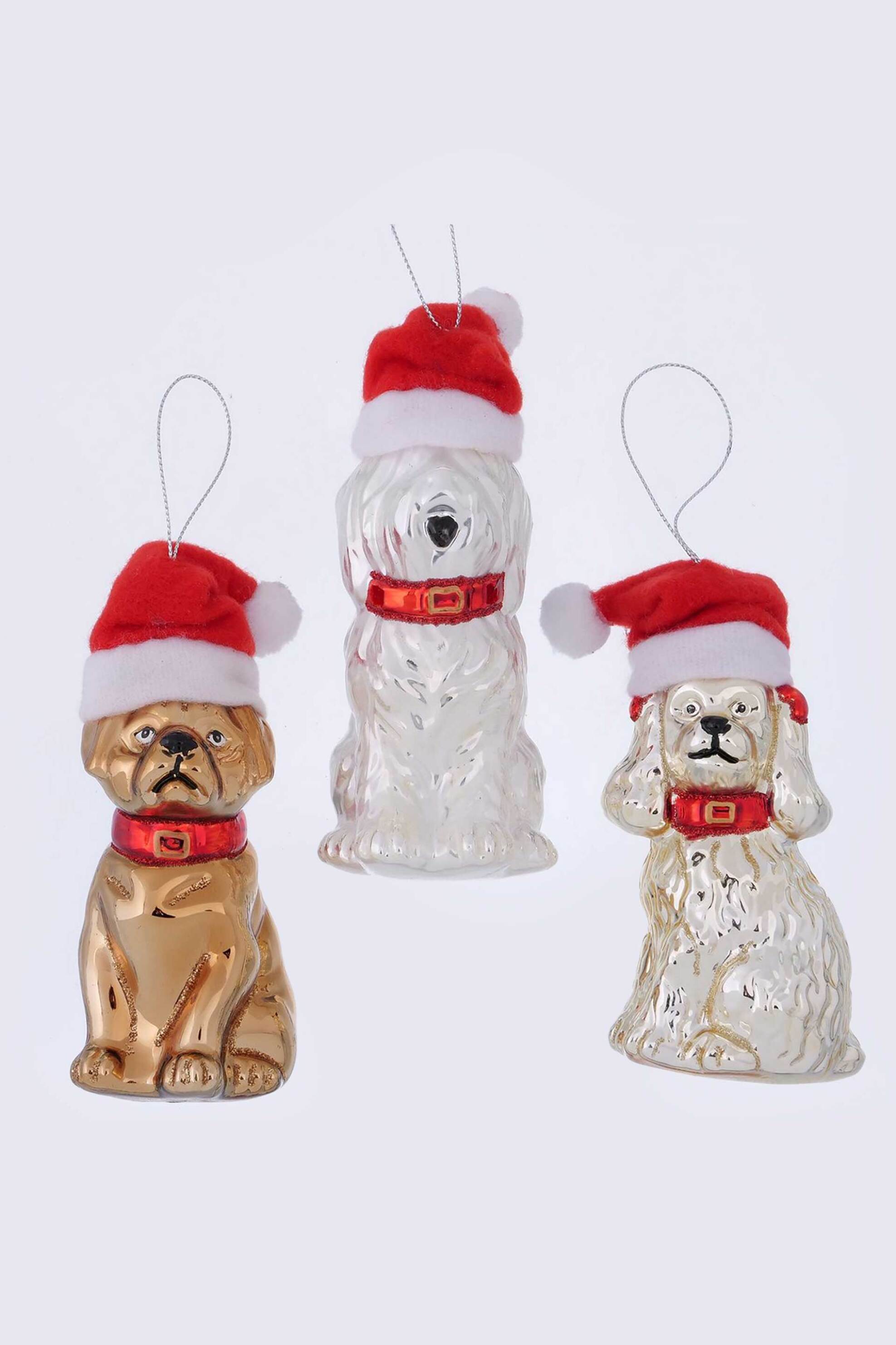 DOMUS HOMUS DOMUS HOMUS χριστουγεννιάτικο στολίδι γυάλινο με σχέδιο σκύλος 6,5 x 5 x 13 cm - 20-25-203