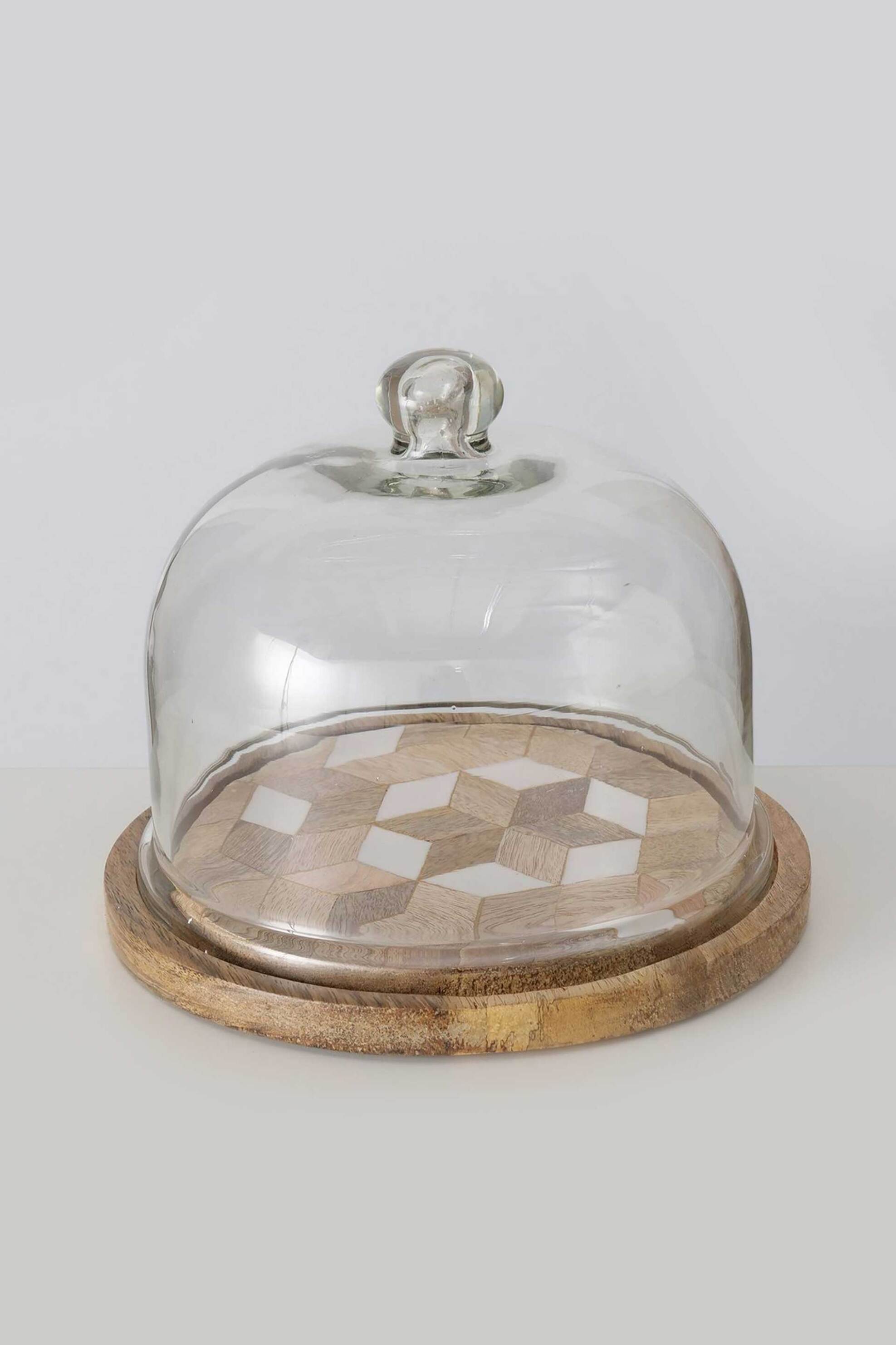 DOMUS HOMUS DOMUS HOMUS τουρτιέρα με γυάλινη καμπάνα και ξύλινη βάση "Moskia" 23 x 19 cm - 20-25-021