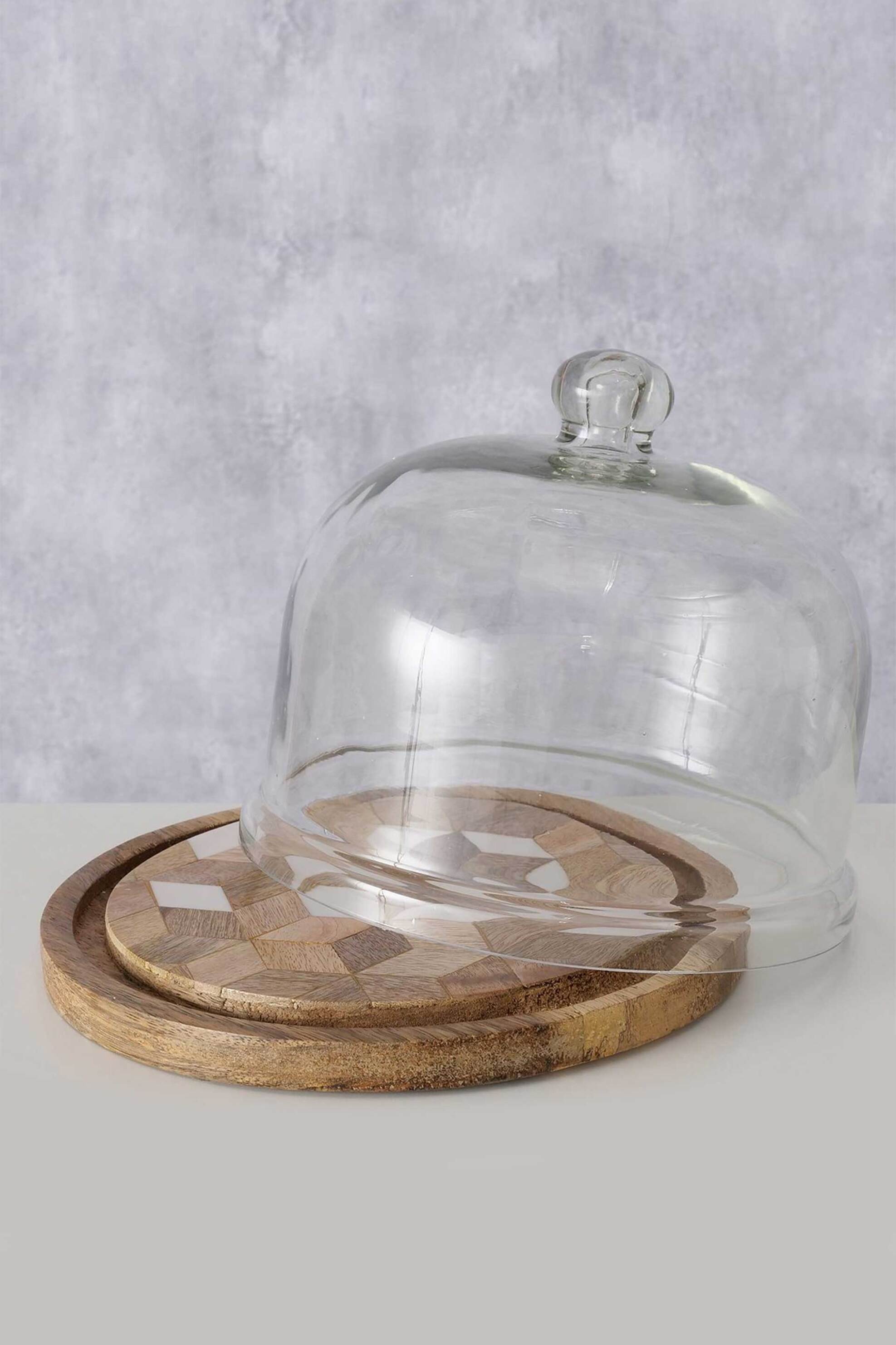 DOMUS HOMUS τουρτιέρα με γυάλινη καμπάνα και ξύλινη βάση "Moskia" 23 x 19 cm - 20-25-021 φωτογραφία