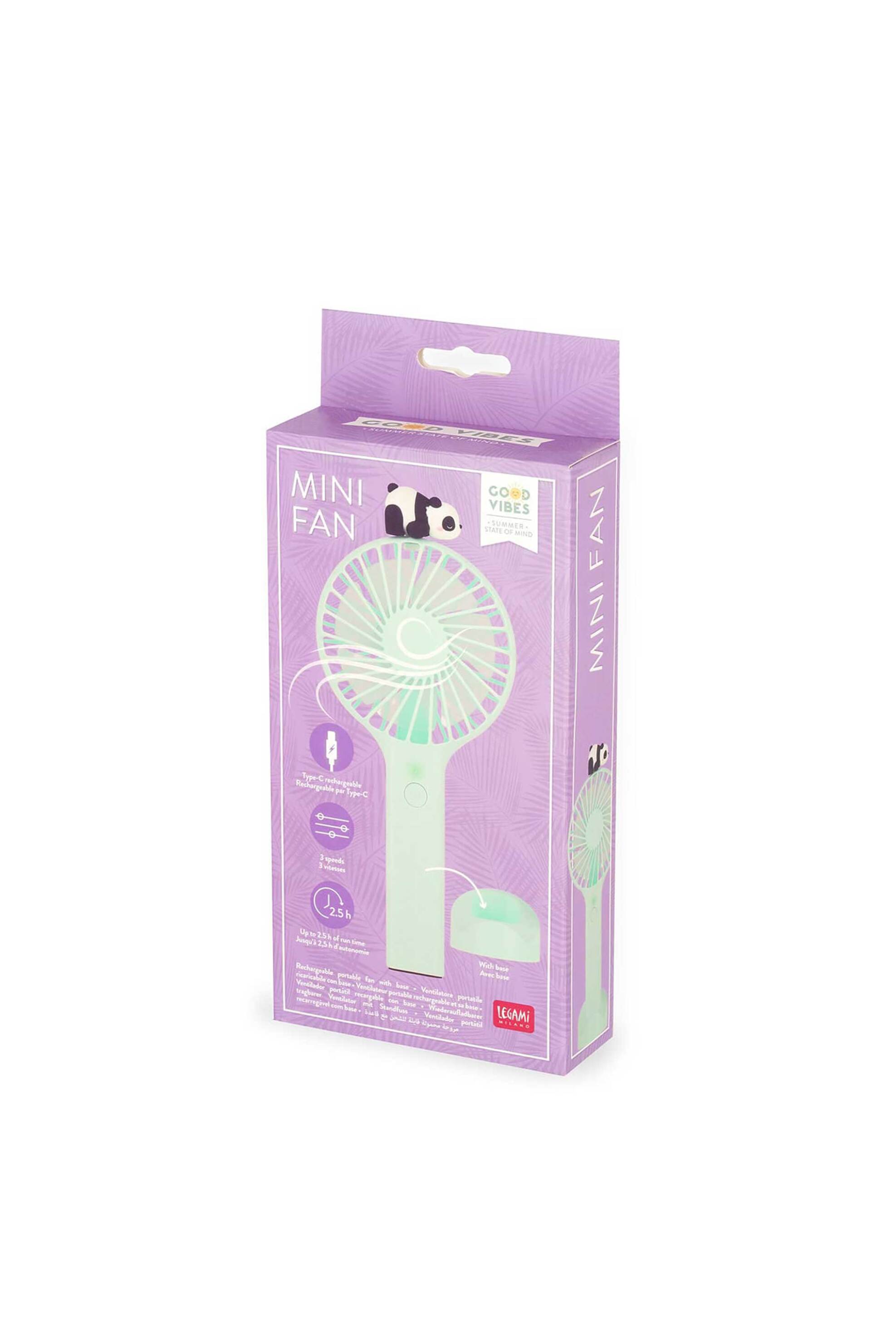 Legami Rechargeable Portable Fan With Base - Mini Fan - 8052694017248
