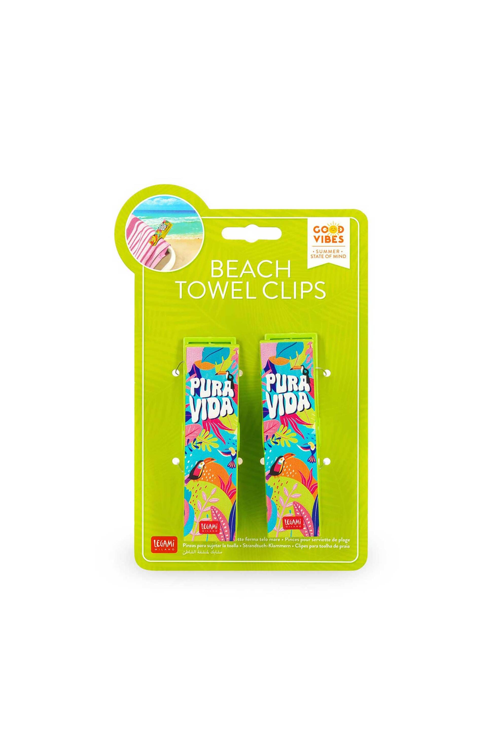 Legami Set of 2 Beach Towel Clips - Pura Vida - Beach Towel Clips - 8052694119430