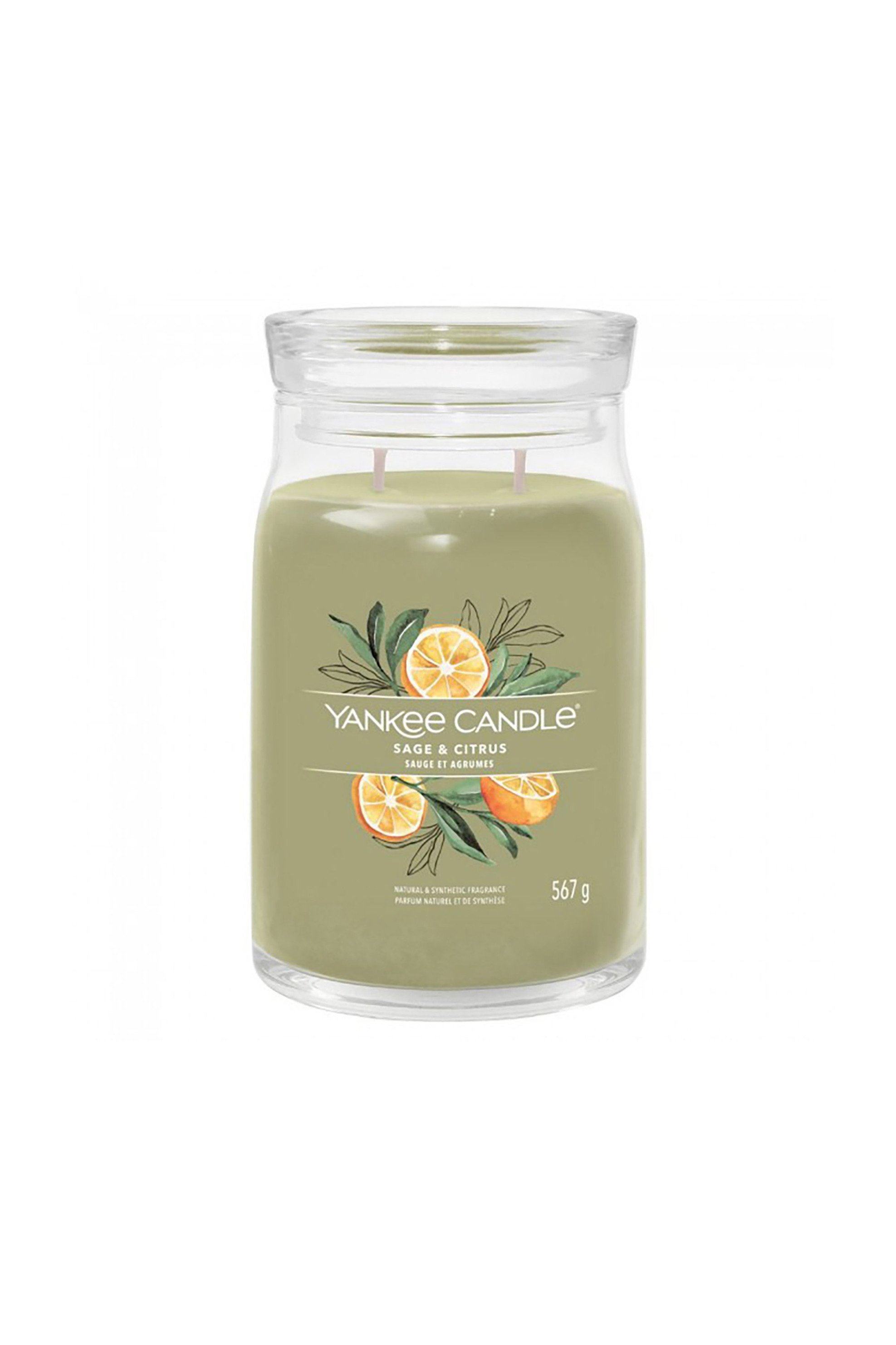 YANKEE CANDLE Yankee Candle αρωματικό κερί σε γυάλινο δοχείο Large "Sage & Citrus" 9.3 x 15.7 cm - 1629961E